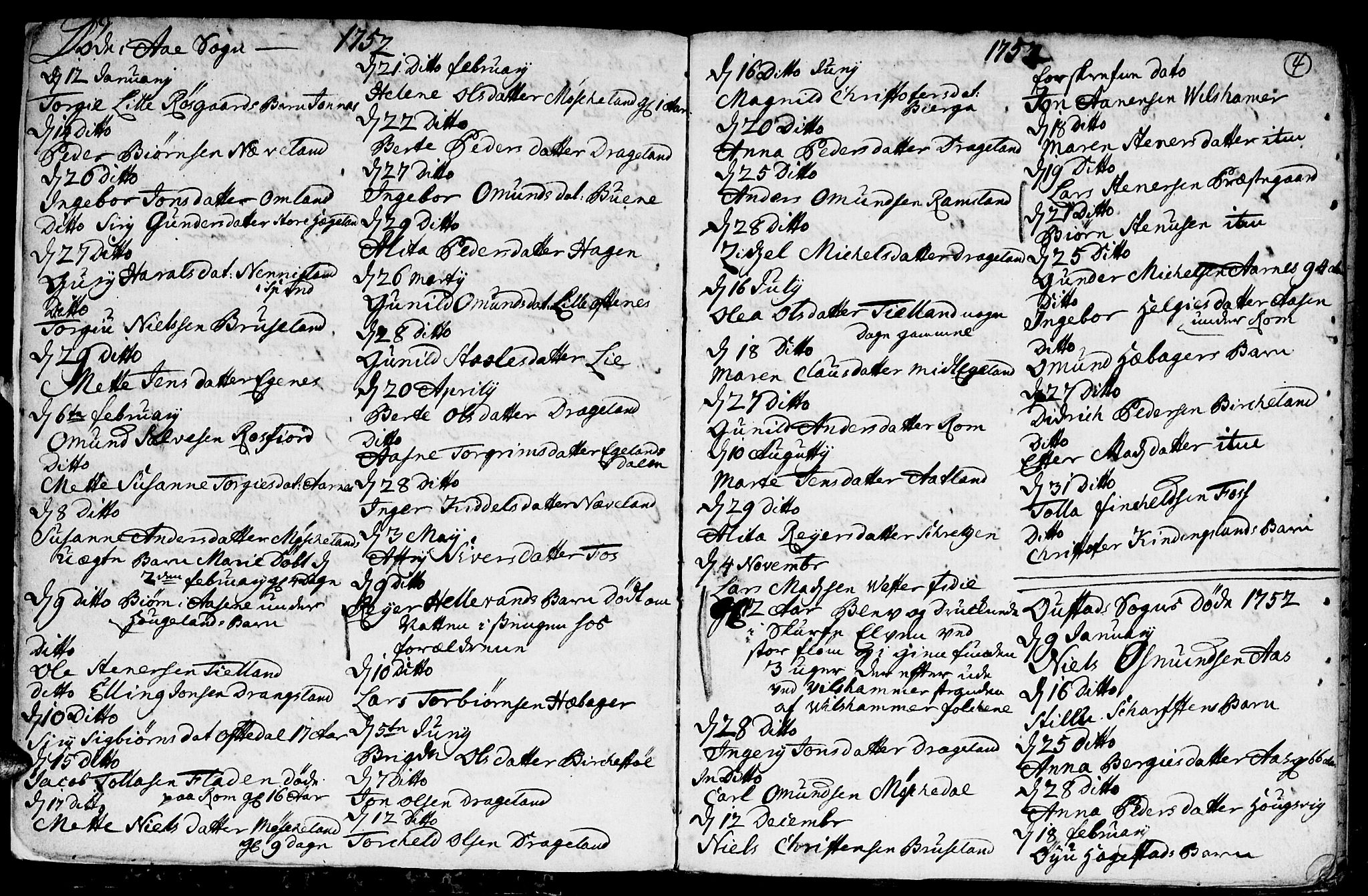 Lyngdal sokneprestkontor, SAK/1111-0029/F/Fa/Fac/L0003: Parish register (official) no. A 3, 1750-1803, p. 4