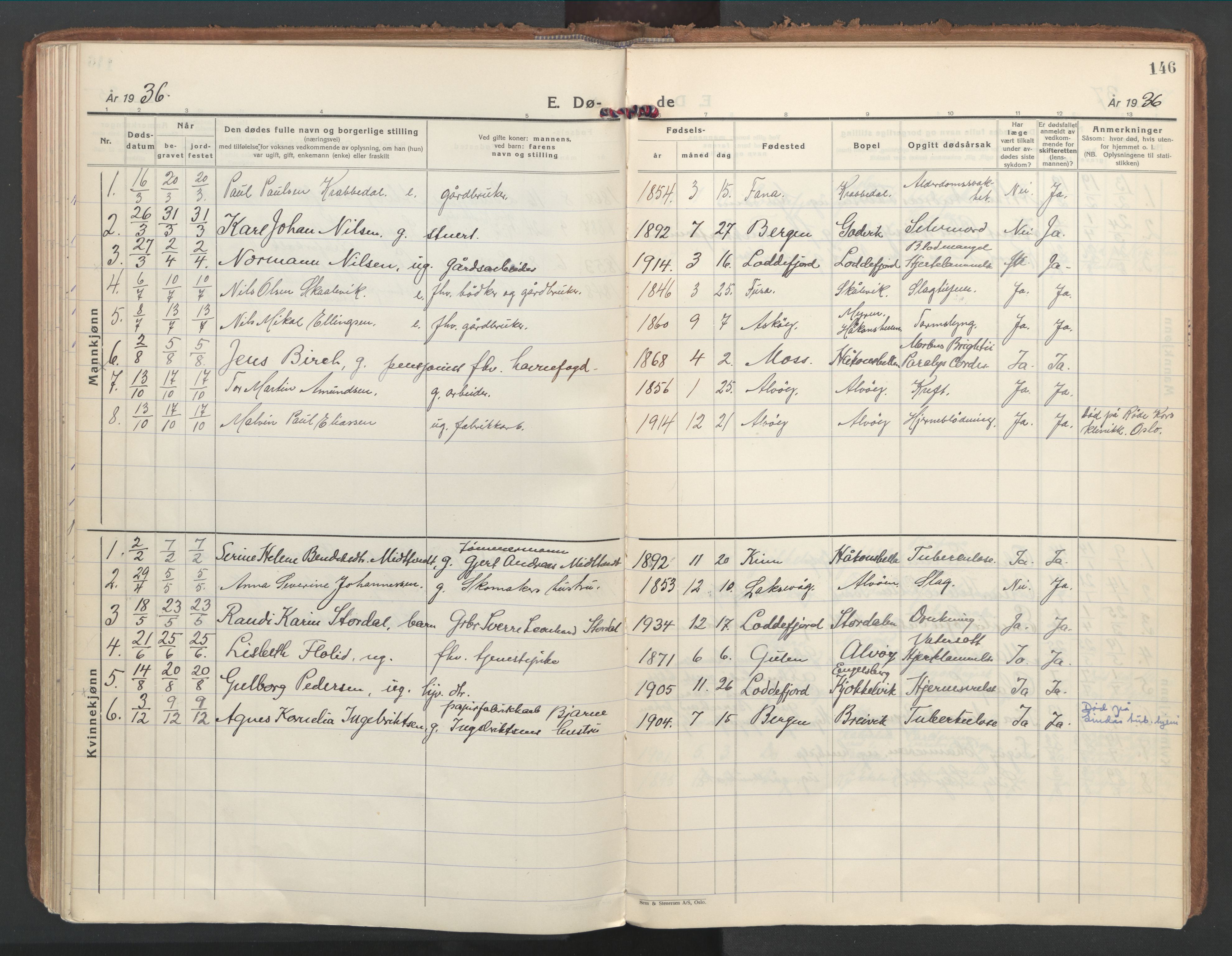 Loddefjord  sokneprestembete, AV/SAB-A-99928: Parish register (official) no. A 1, 1935-1973, p. 146