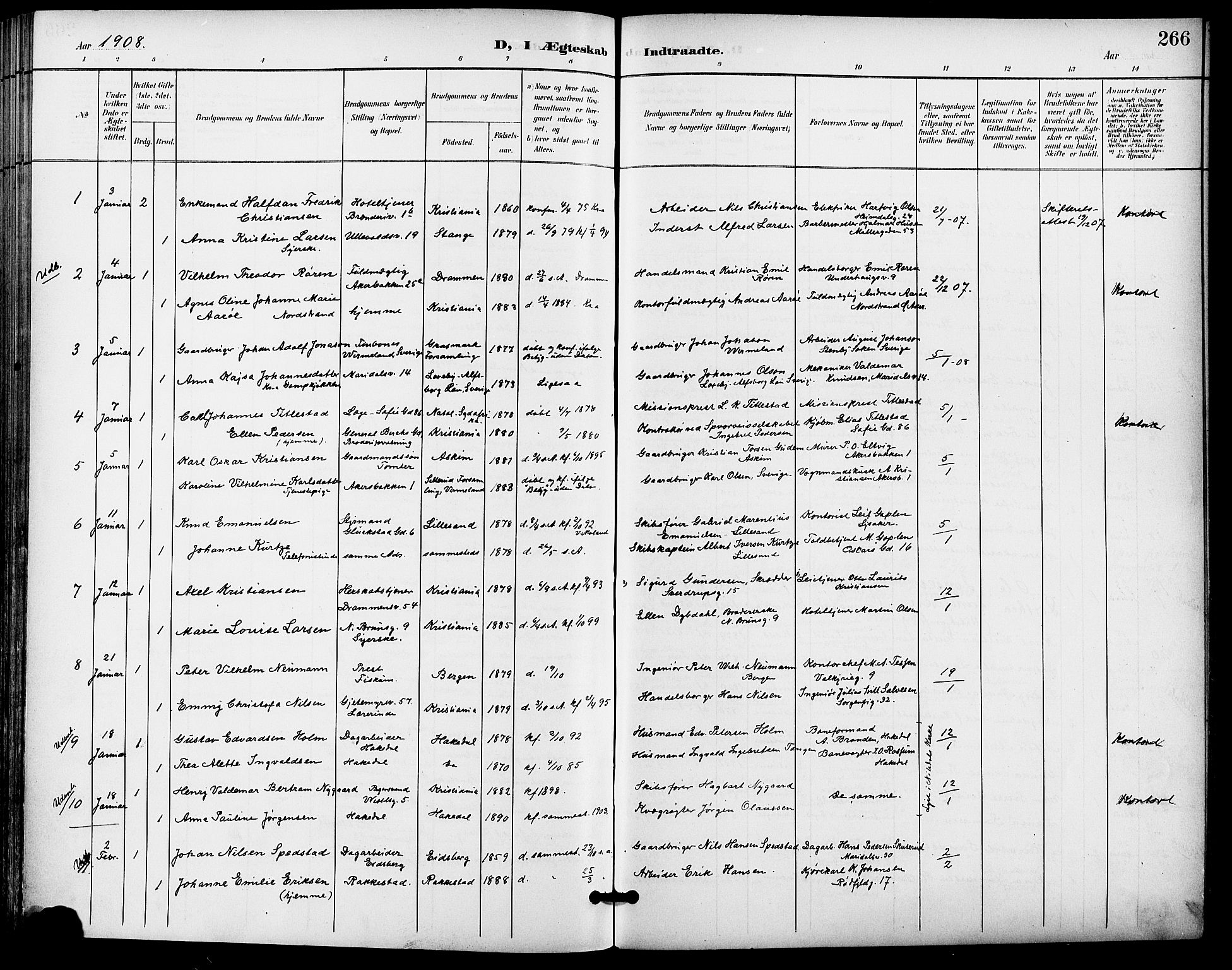 Gamle Aker prestekontor Kirkebøker, SAO/A-10617a/F/L0012: Parish register (official) no. 12, 1898-1910, p. 266