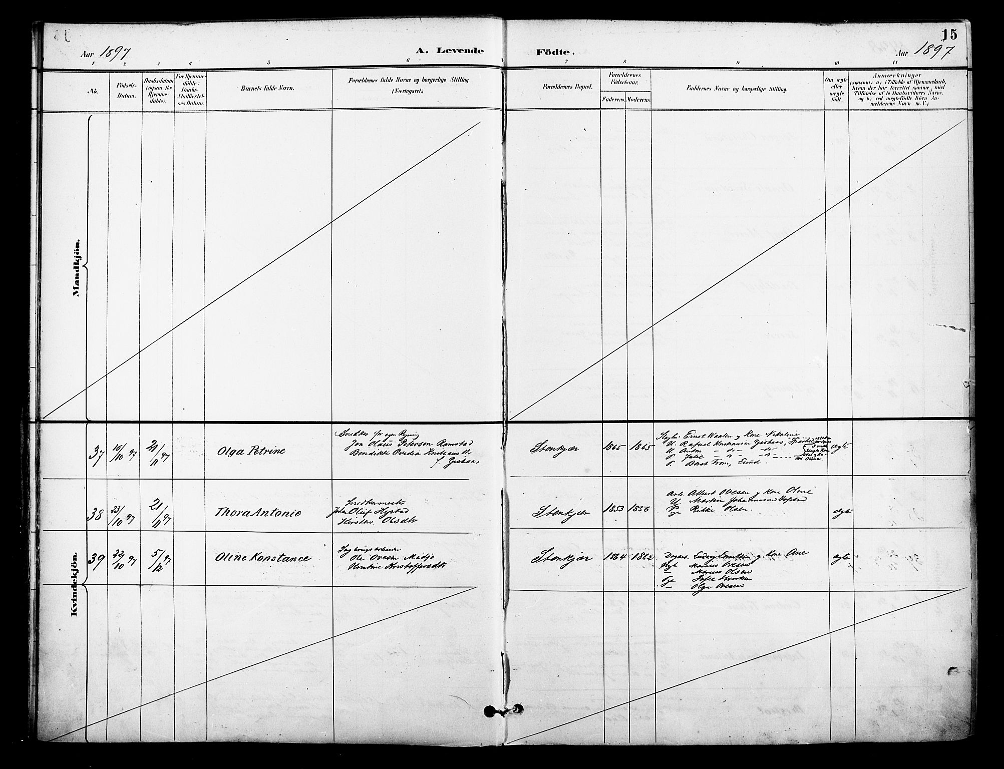 Ministerialprotokoller, klokkerbøker og fødselsregistre - Nord-Trøndelag, AV/SAT-A-1458/739/L0372: Parish register (official) no. 739A04, 1895-1903, p. 15