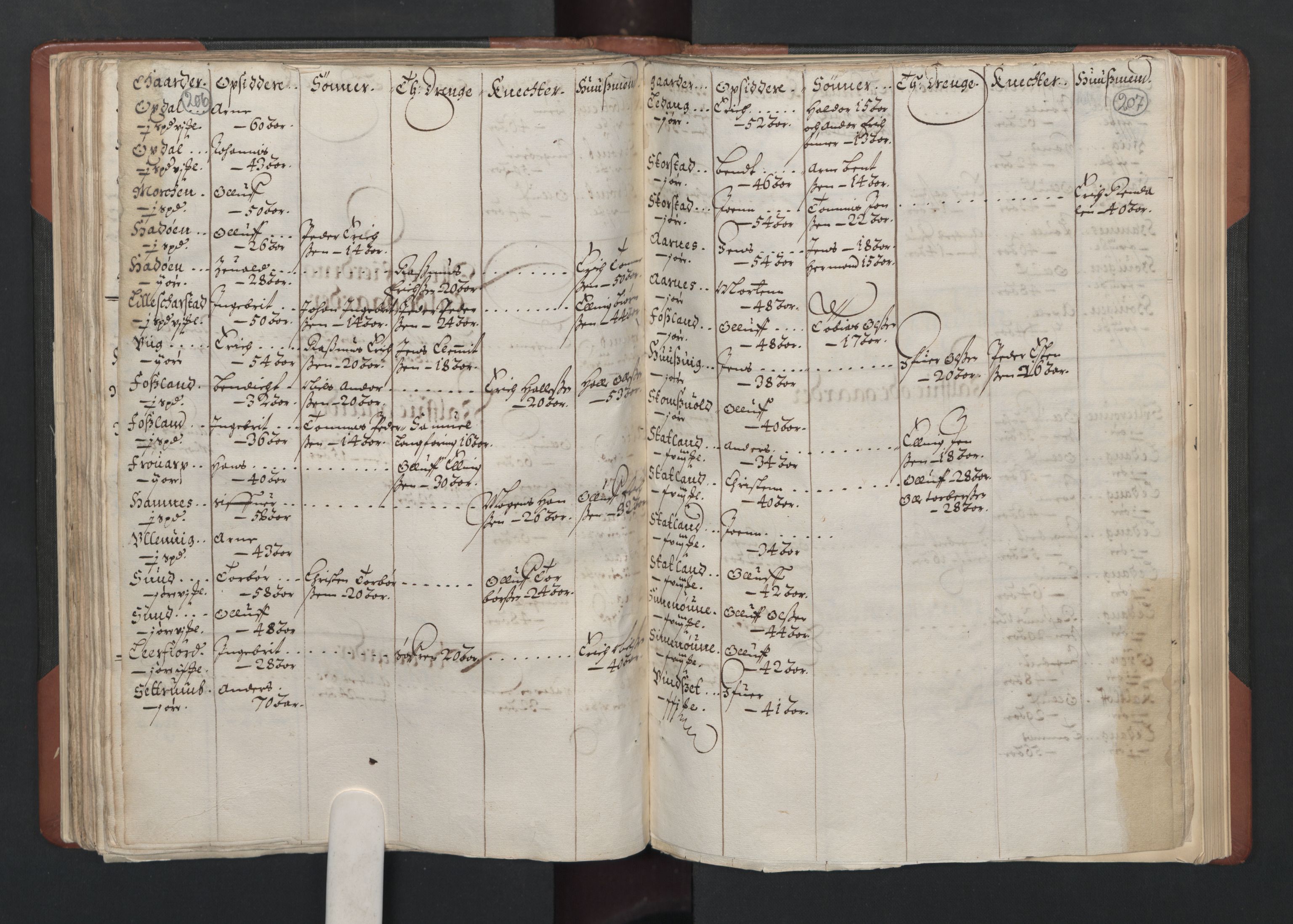 RA, Bailiff's Census 1664-1666, no. 19: Fosen fogderi, Inderøy fogderi, Selbu fogderi, Namdal fogderi and Stjørdal fogderi, 1664-1665, p. 206-207