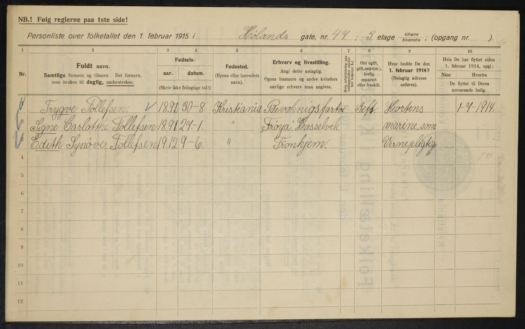 OBA, Municipal Census 1915 for Kristiania, 1915, p. 42214