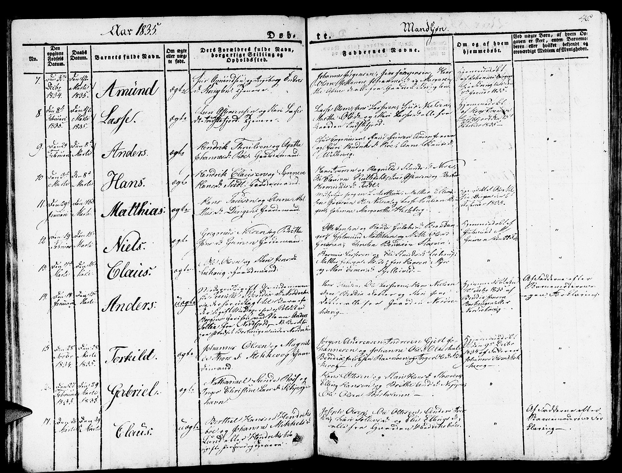Gulen sokneprestembete, SAB/A-80201/H/Haa/Haaa/L0019: Parish register (official) no. A 19, 1826-1836, p. 45