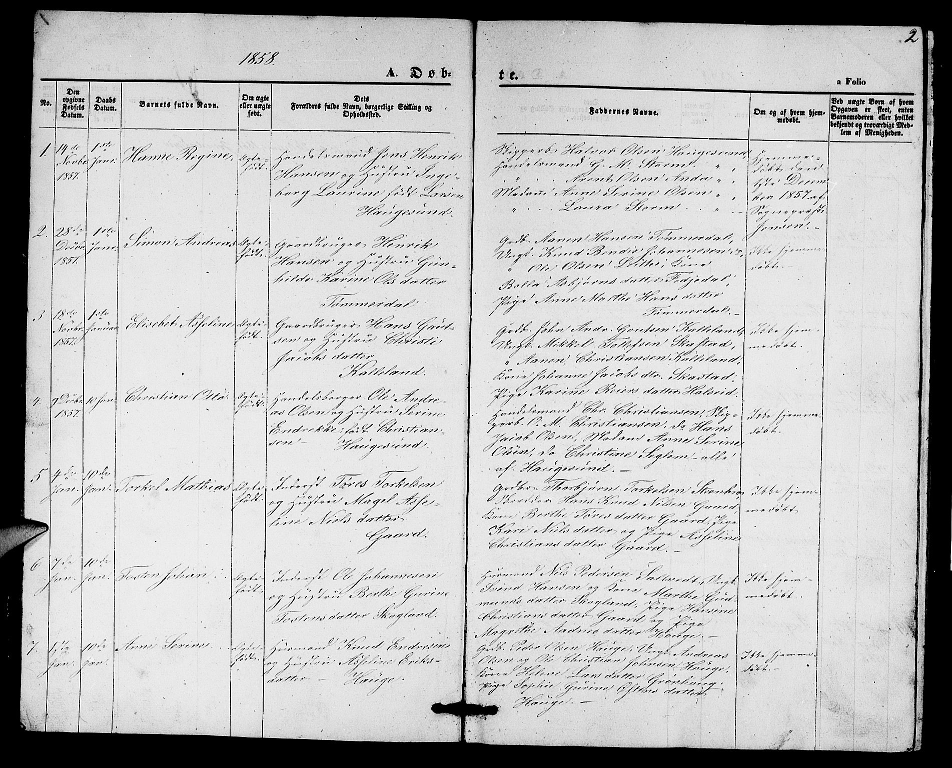 Torvastad sokneprestkontor, SAST/A -101857/H/Ha/Hab/L0006: Parish register (copy) no. B 6, 1858-1867, p. 2
