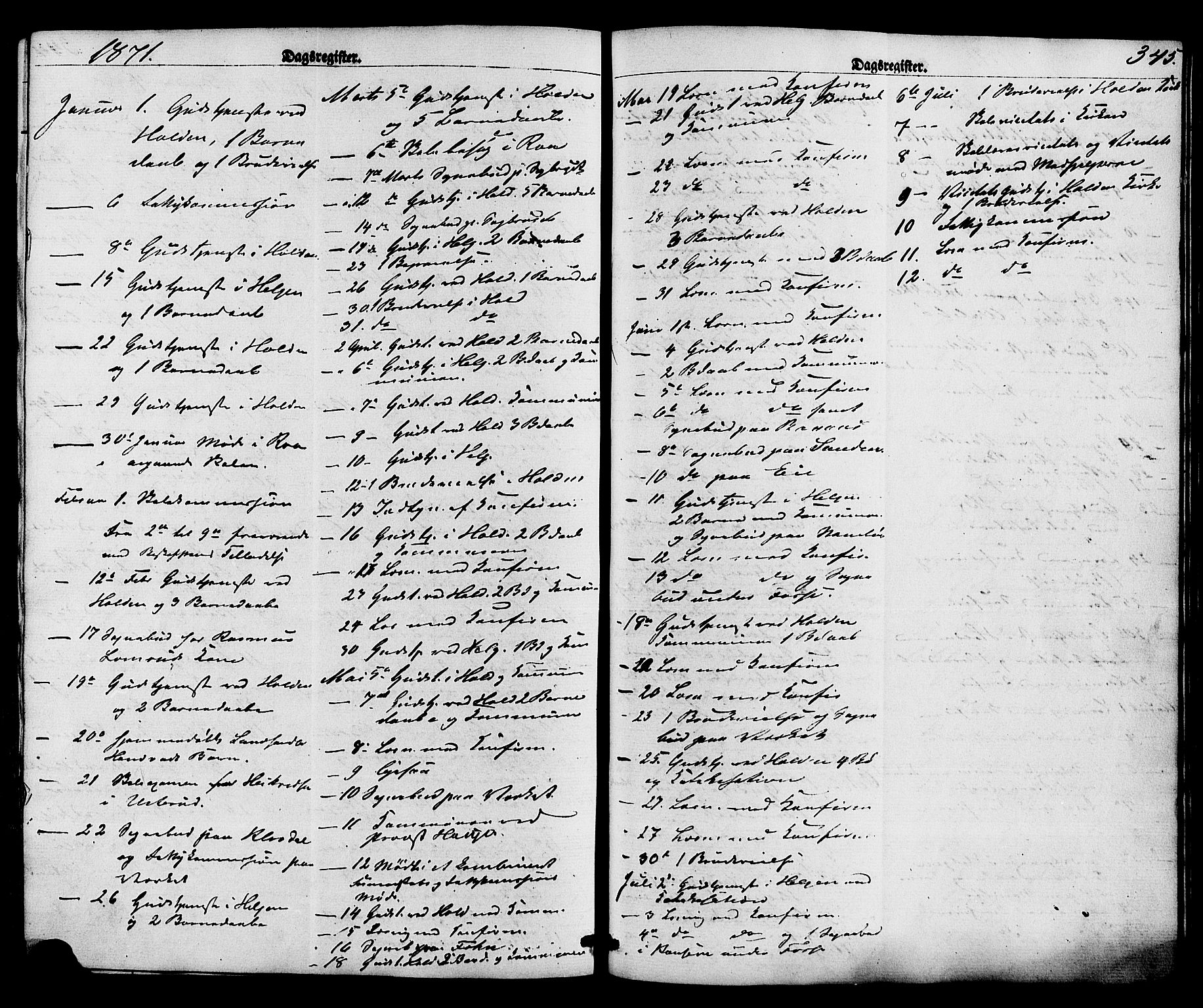 Holla kirkebøker, AV/SAKO-A-272/F/Fa/L0007: Parish register (official) no. 7, 1869-1881, p. 345