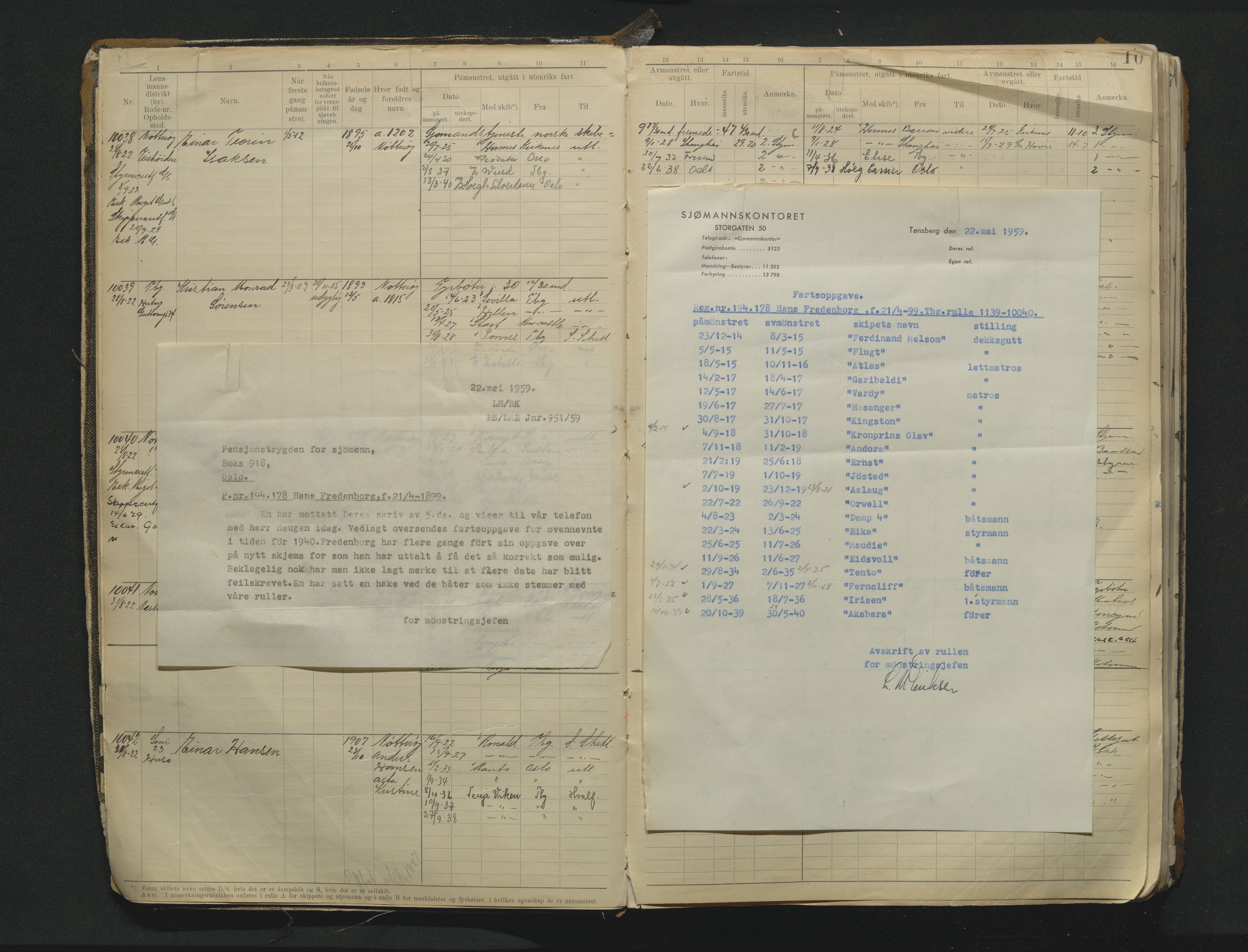 Tønsberg innrulleringskontor, SAKO/A-786/F/Fc/Fca/L0012: Hovedrulle Patent nr. 9993-11479, 1922-1928, p. 10