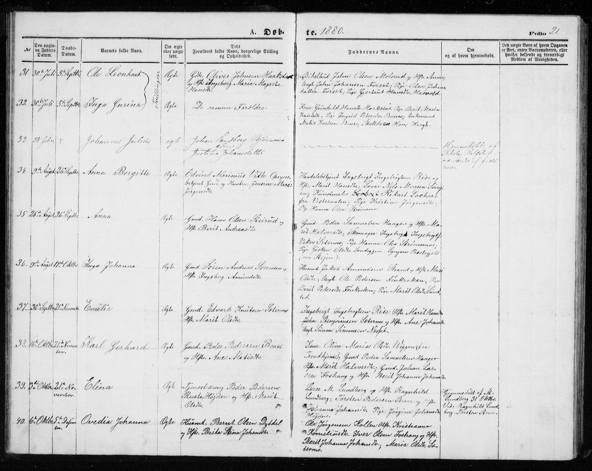 Målselv sokneprestembete, AV/SATØ-S-1311/G/Ga/Gab/L0007klokker: Parish register (copy) no. 7, 1876-1895, p. 21