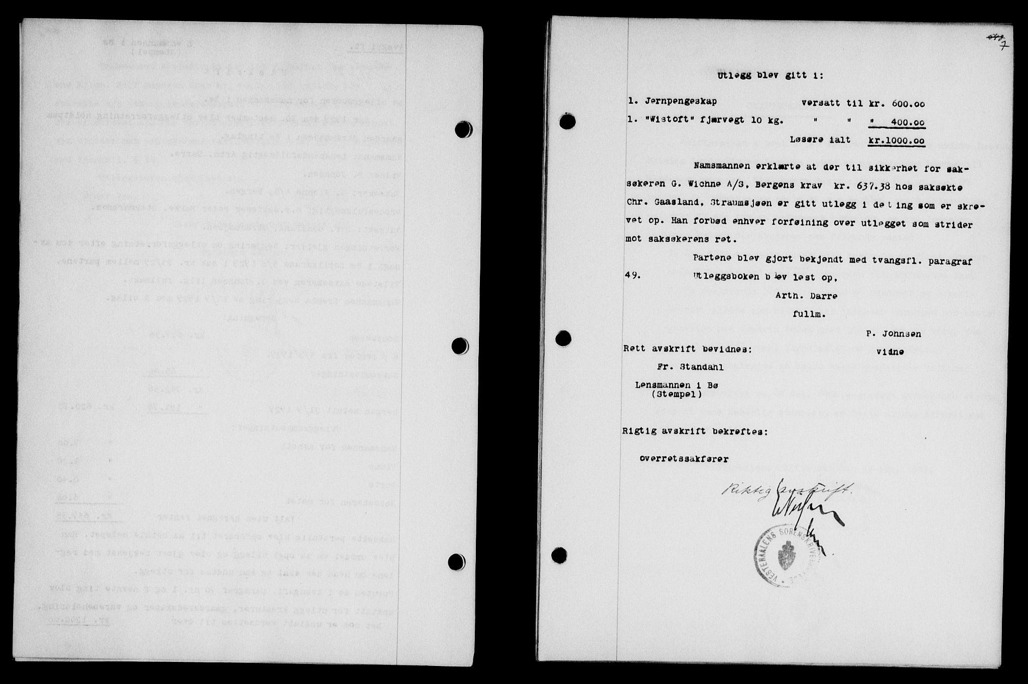 Vesterålen sorenskriveri, SAT/A-4180/1/2/2Ca/L0050: Mortgage book no. 43, 1929-1930, Deed date: 07.11.1929