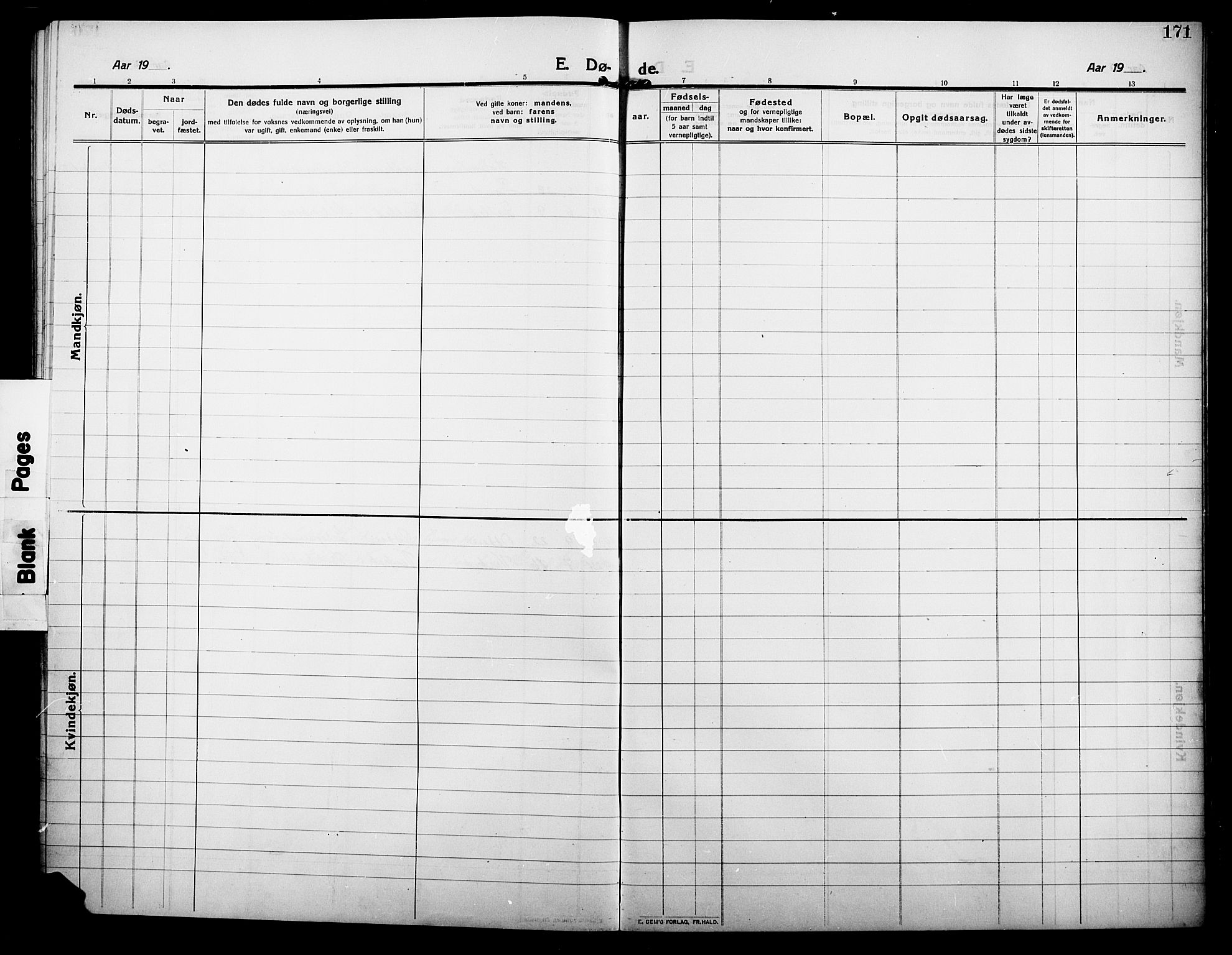 Alvdal prestekontor, AV/SAH-PREST-060/H/Ha/Hab/L0006: Parish register (copy) no. 6, 1910-1924, p. 171