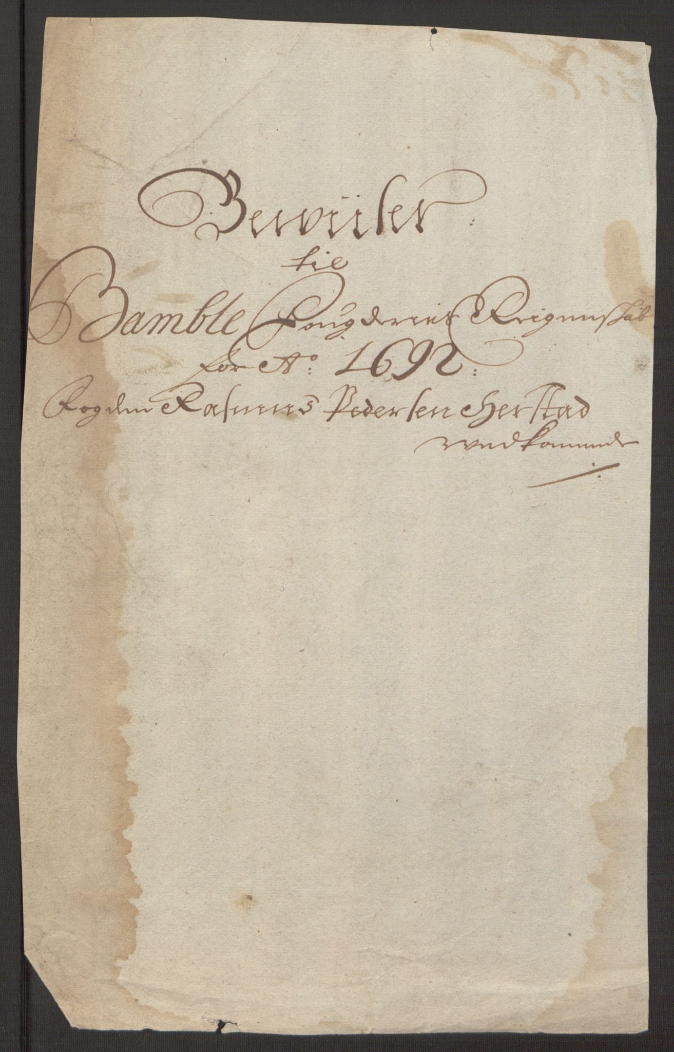 Rentekammeret inntil 1814, Reviderte regnskaper, Fogderegnskap, AV/RA-EA-4092/R34/L2052: Fogderegnskap Bamble, 1692-1693, p. 246