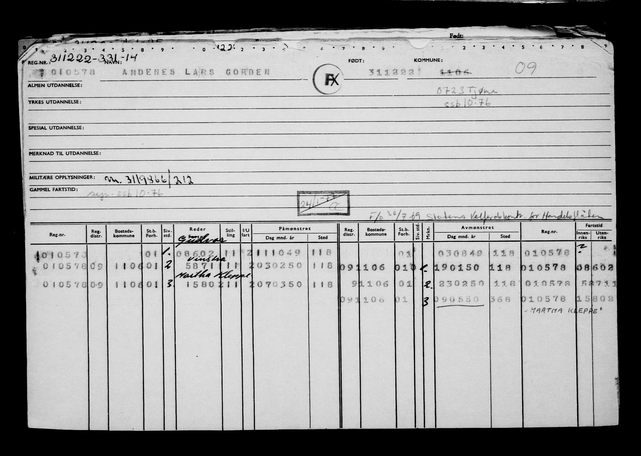 Direktoratet for sjømenn, AV/RA-S-3545/G/Gb/L0213: Hovedkort, 1922, p. 736