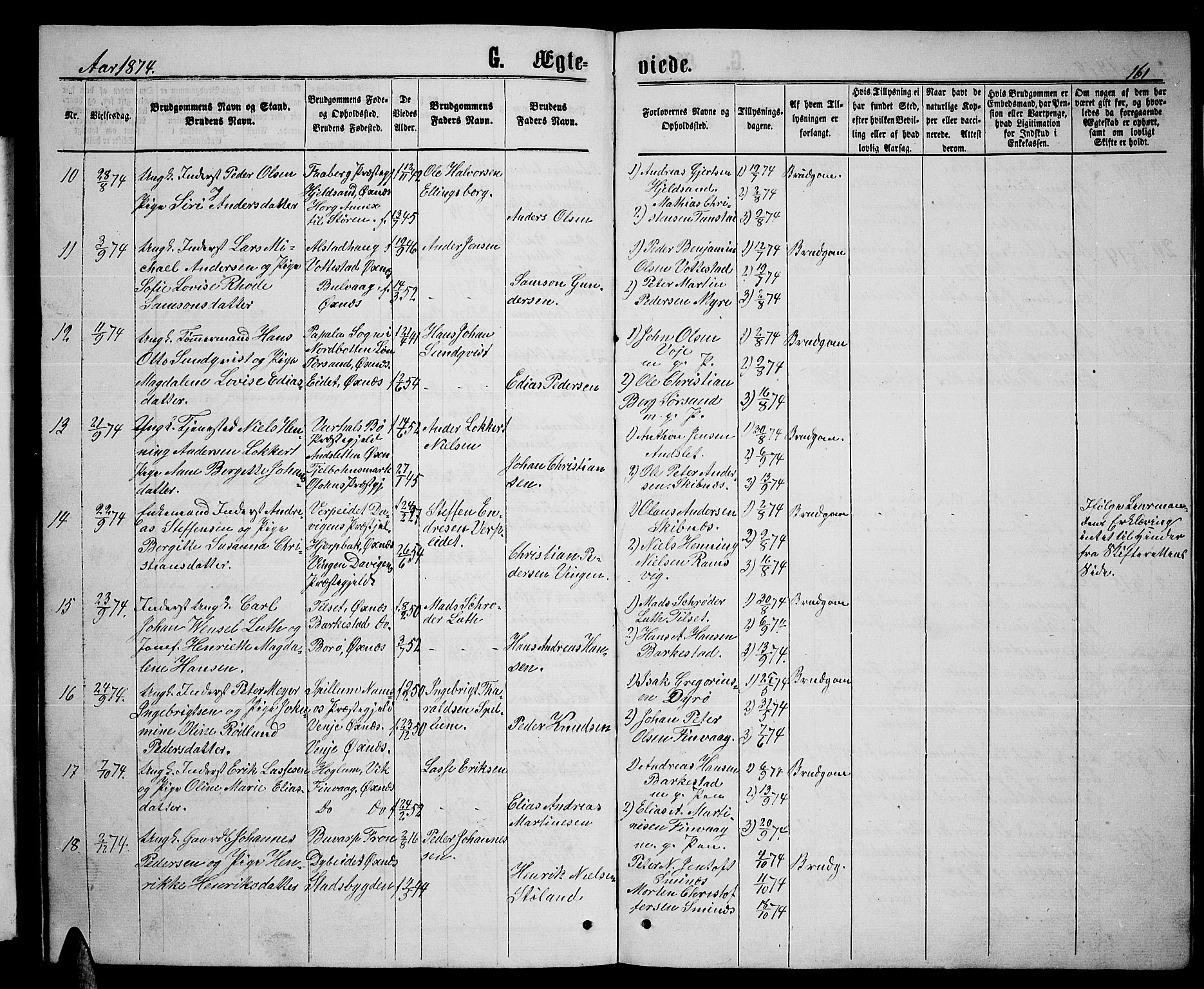 Ministerialprotokoller, klokkerbøker og fødselsregistre - Nordland, AV/SAT-A-1459/893/L1348: Parish register (copy) no. 893C03, 1867-1877, p. 161