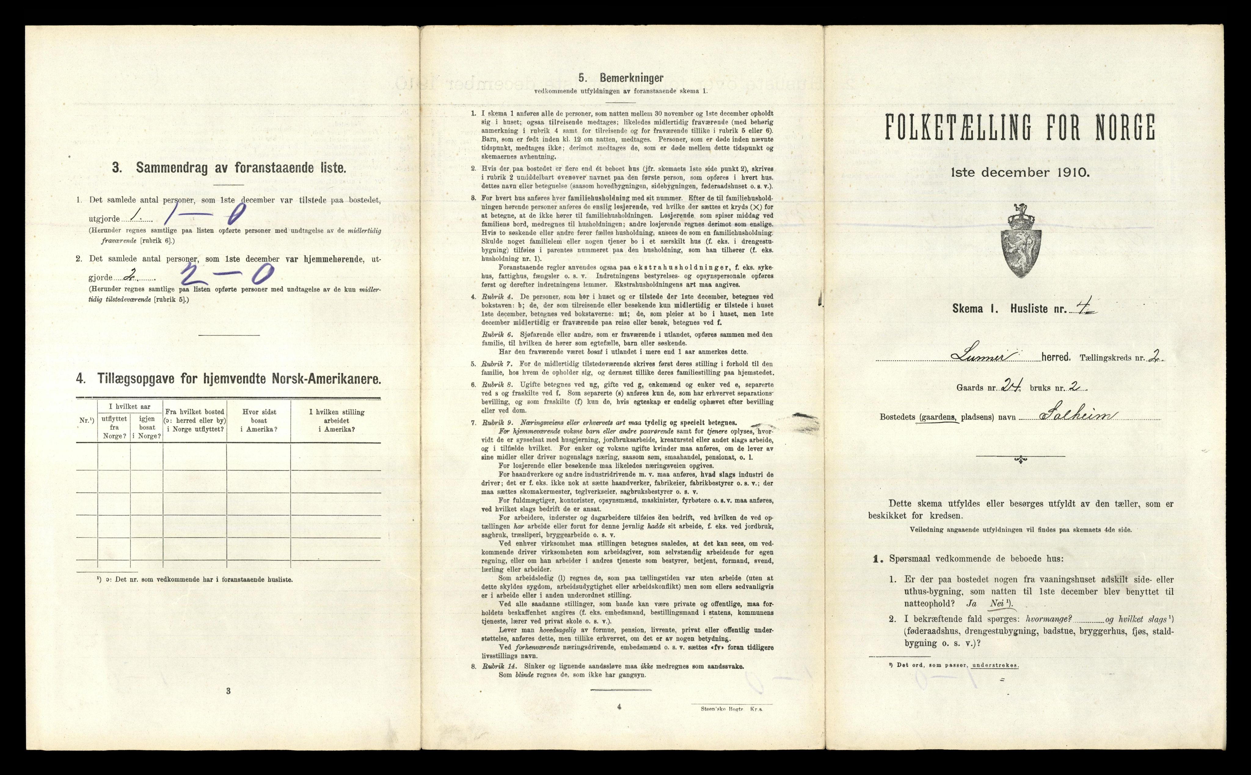 RA, 1910 census for Lunner, 1910, p. 270