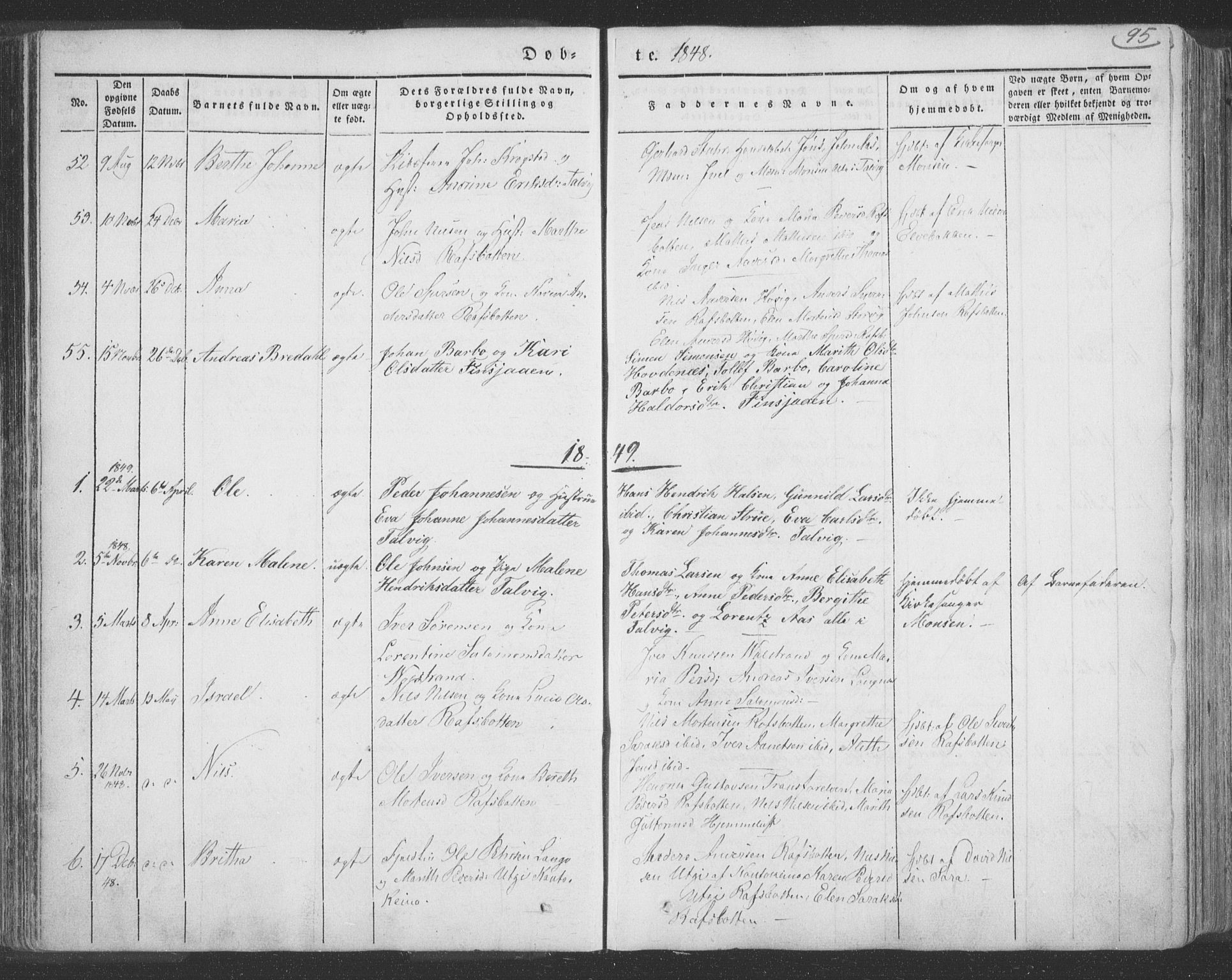 Talvik sokneprestkontor, SATØ/S-1337/H/Ha/L0009kirke: Parish register (official) no. 9, 1837-1852, p. 95