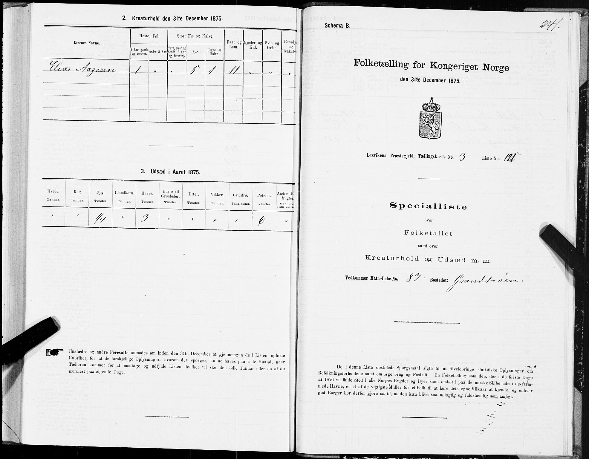 SAT, 1875 census for 1718P Leksvik, 1875, p. 2241