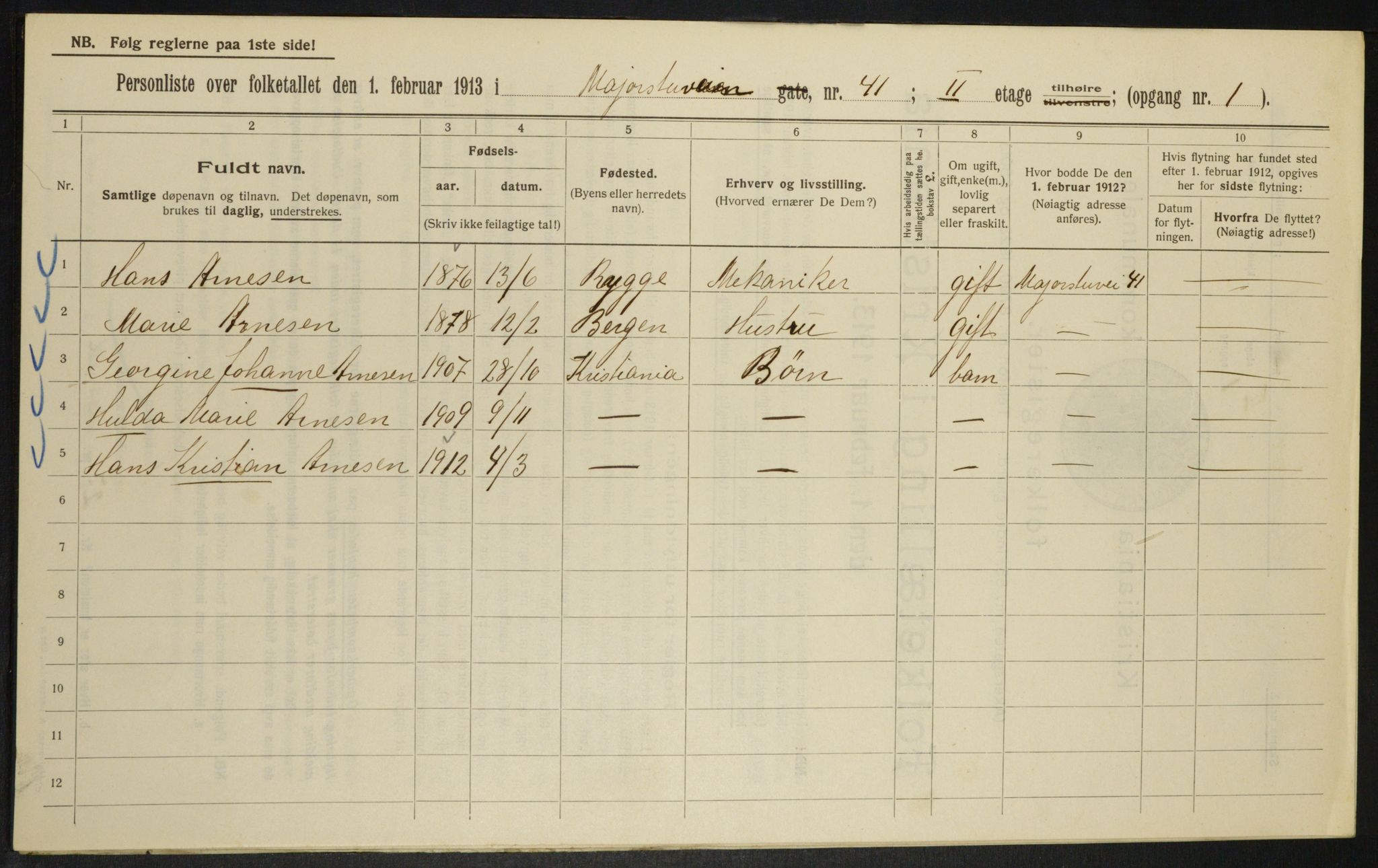 OBA, Municipal Census 1913 for Kristiania, 1913, p. 59826