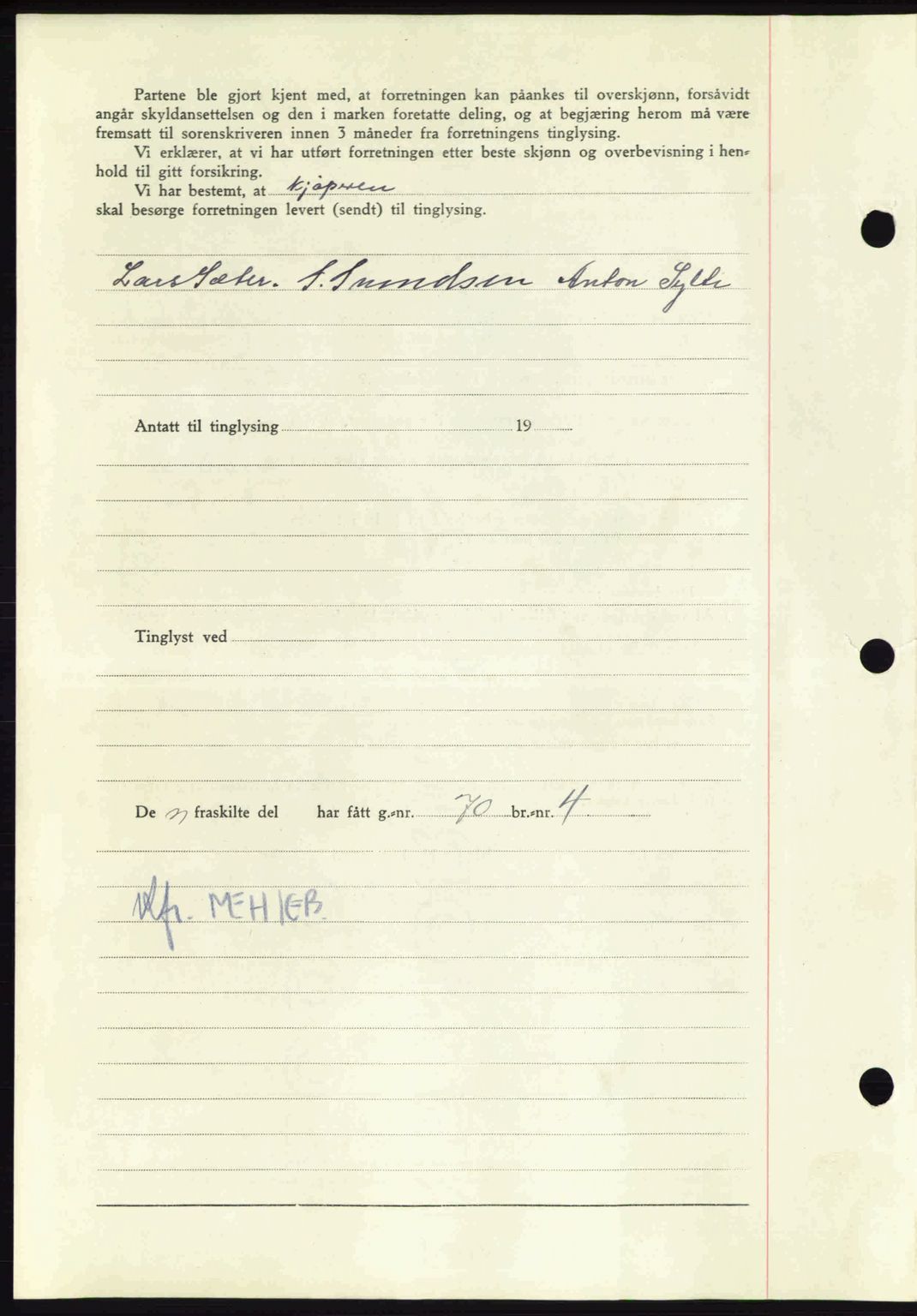 Nordmøre sorenskriveri, AV/SAT-A-4132/1/2/2Ca: Mortgage book no. A91, 1941-1942, Diary no: : 1829/1941