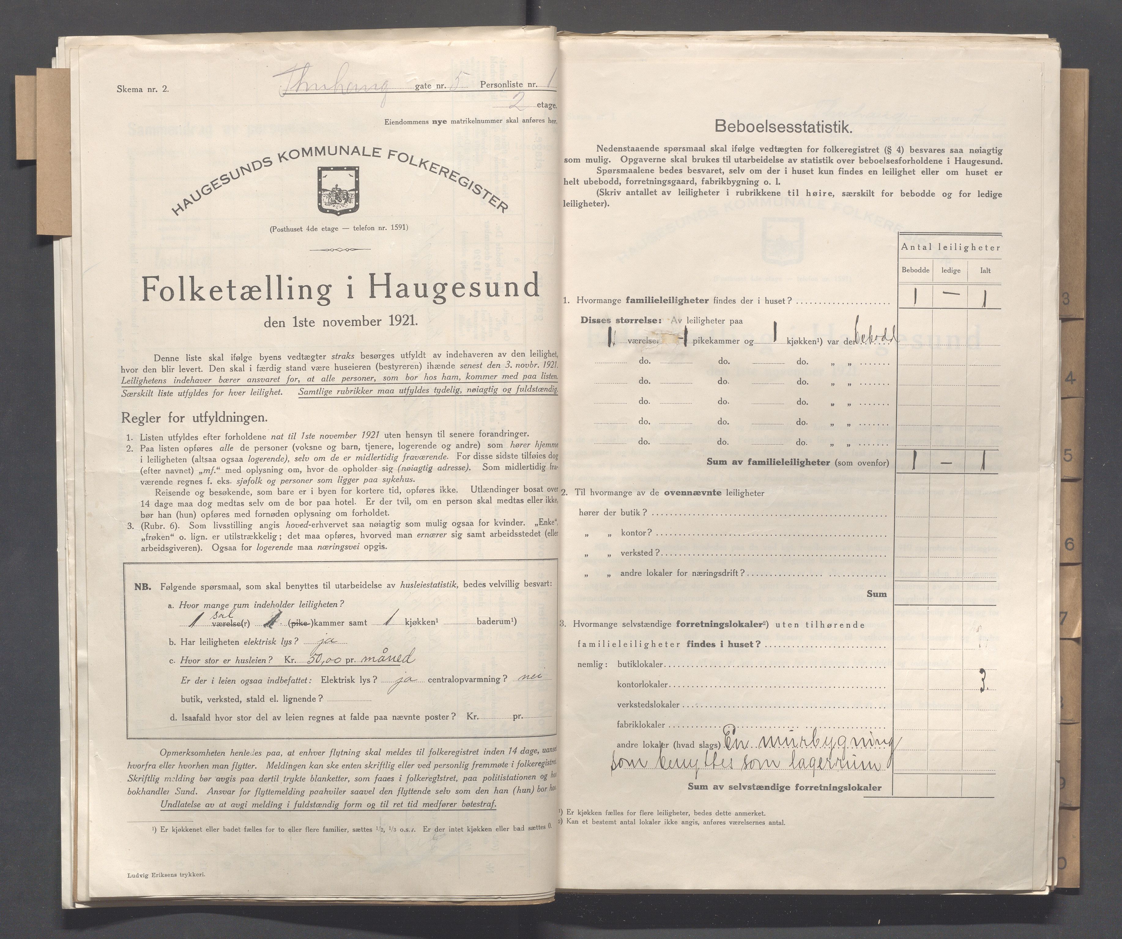 IKAR, Local census 1.11.1921 for Haugesund, 1921, p. 5403