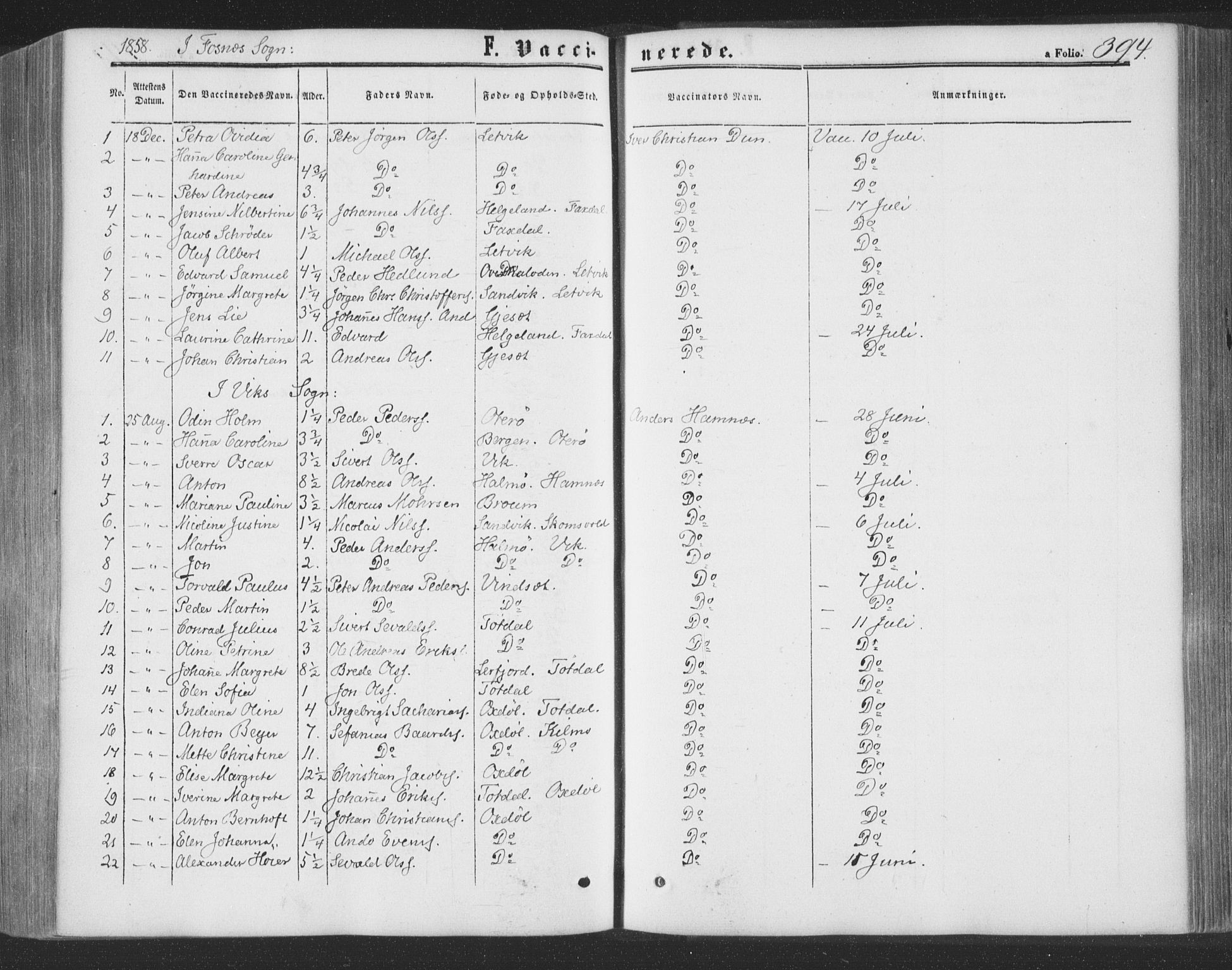 Ministerialprotokoller, klokkerbøker og fødselsregistre - Nord-Trøndelag, AV/SAT-A-1458/773/L0615: Parish register (official) no. 773A06, 1857-1870, p. 394
