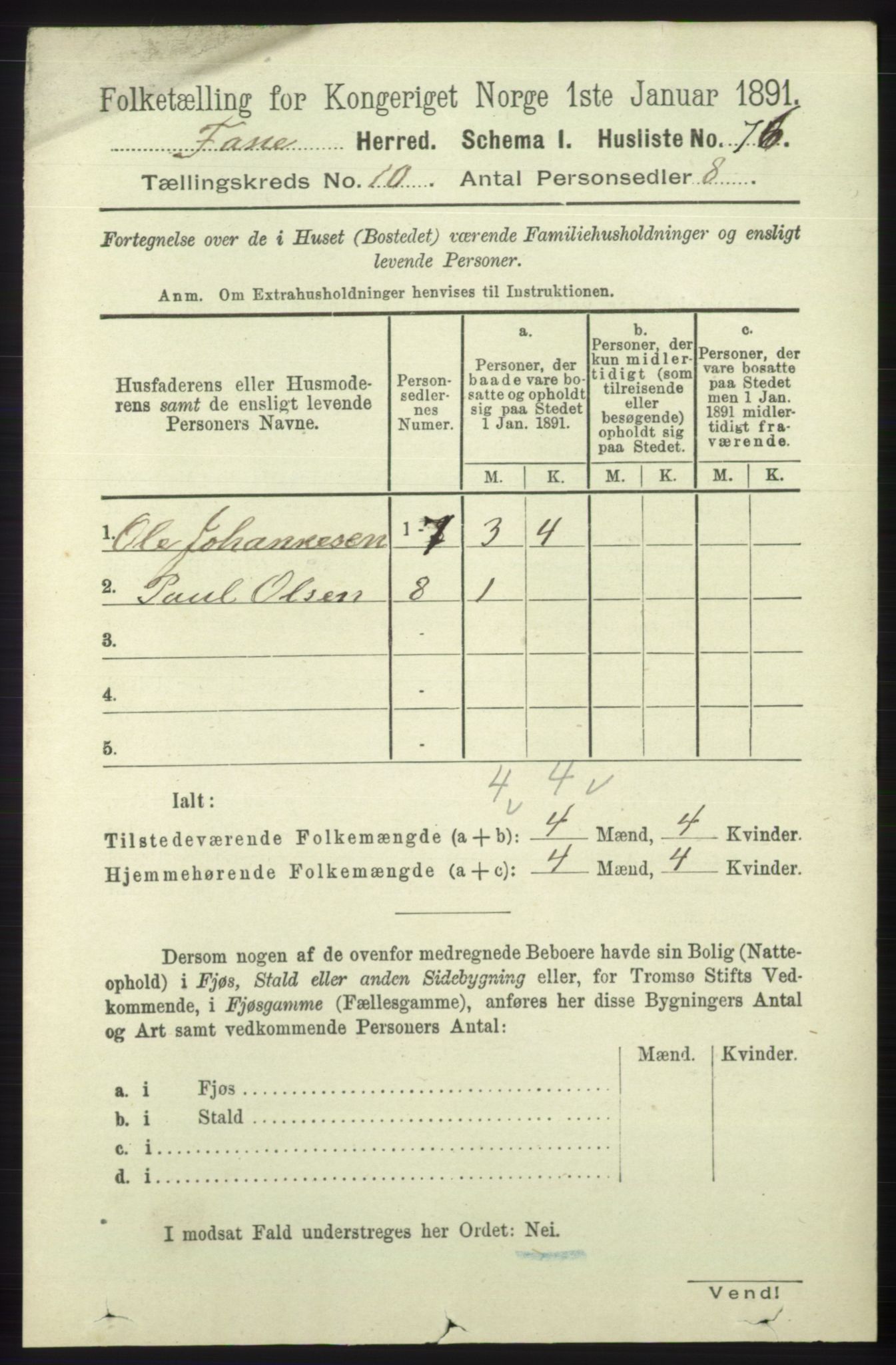 RA, 1891 census for 1249 Fana, 1891, p. 5424