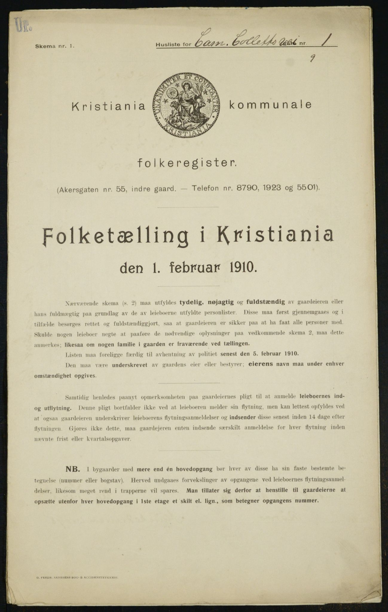 OBA, Municipal Census 1910 for Kristiania, 1910, p. 11048