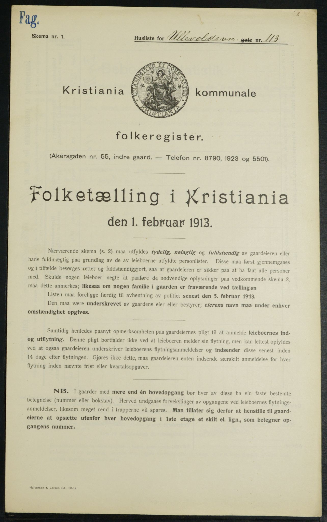 OBA, Municipal Census 1913 for Kristiania, 1913, p. 119660