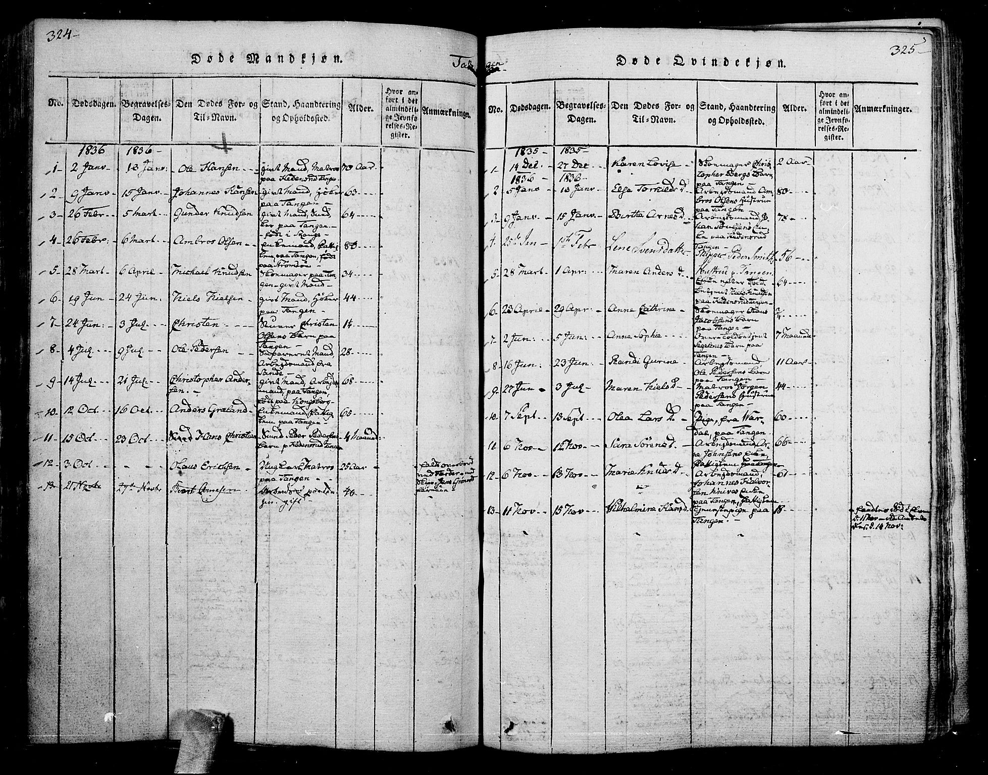 Skoger kirkebøker, SAKO/A-59/F/Fa/L0002: Parish register (official) no. I 2 /2, 1814-1842, p. 324-325