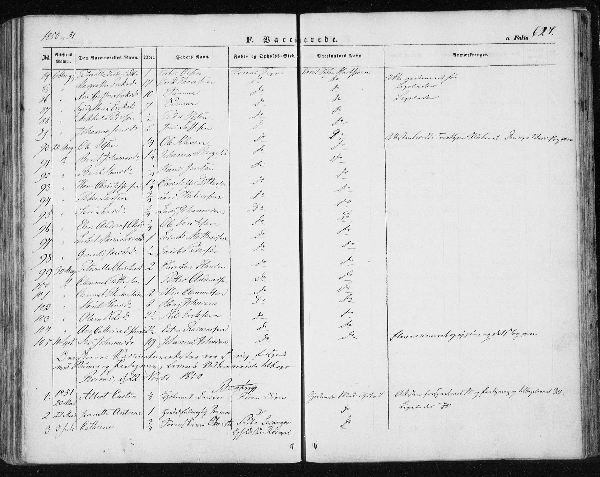 Ministerialprotokoller, klokkerbøker og fødselsregistre - Sør-Trøndelag, AV/SAT-A-1456/681/L0931: Parish register (official) no. 681A09, 1845-1859, p. 627