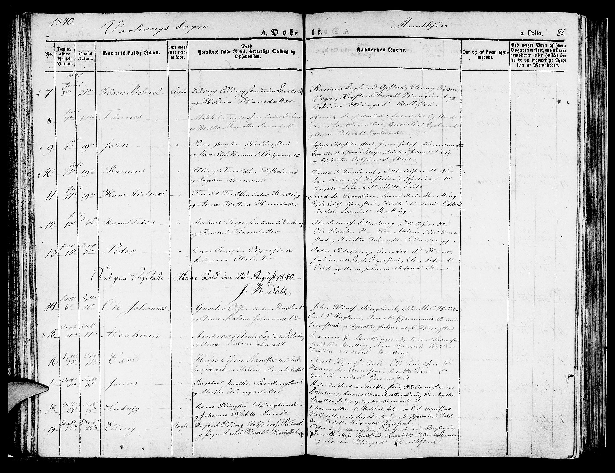 Hå sokneprestkontor, AV/SAST-A-101801/001/30BA/L0004: Parish register (official) no. A 4.1 /2, 1826-1841, p. 86