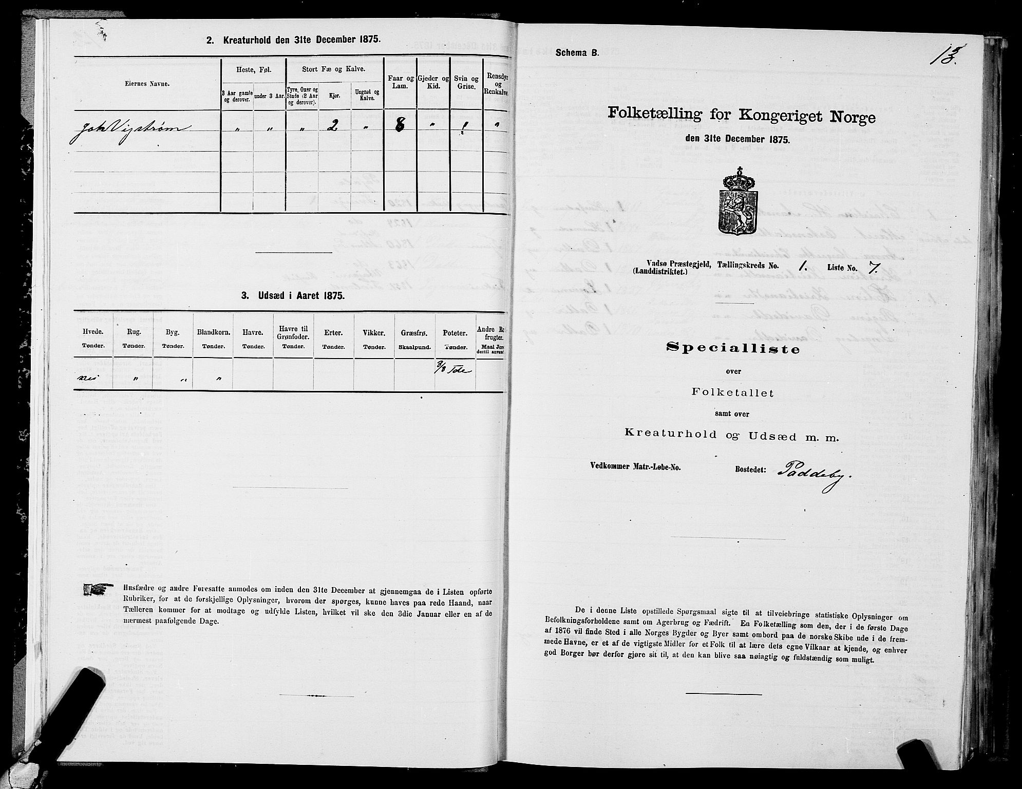 SATØ, 1875 census for 2029L Vadsø/Vadsø, 1875, p. 1013