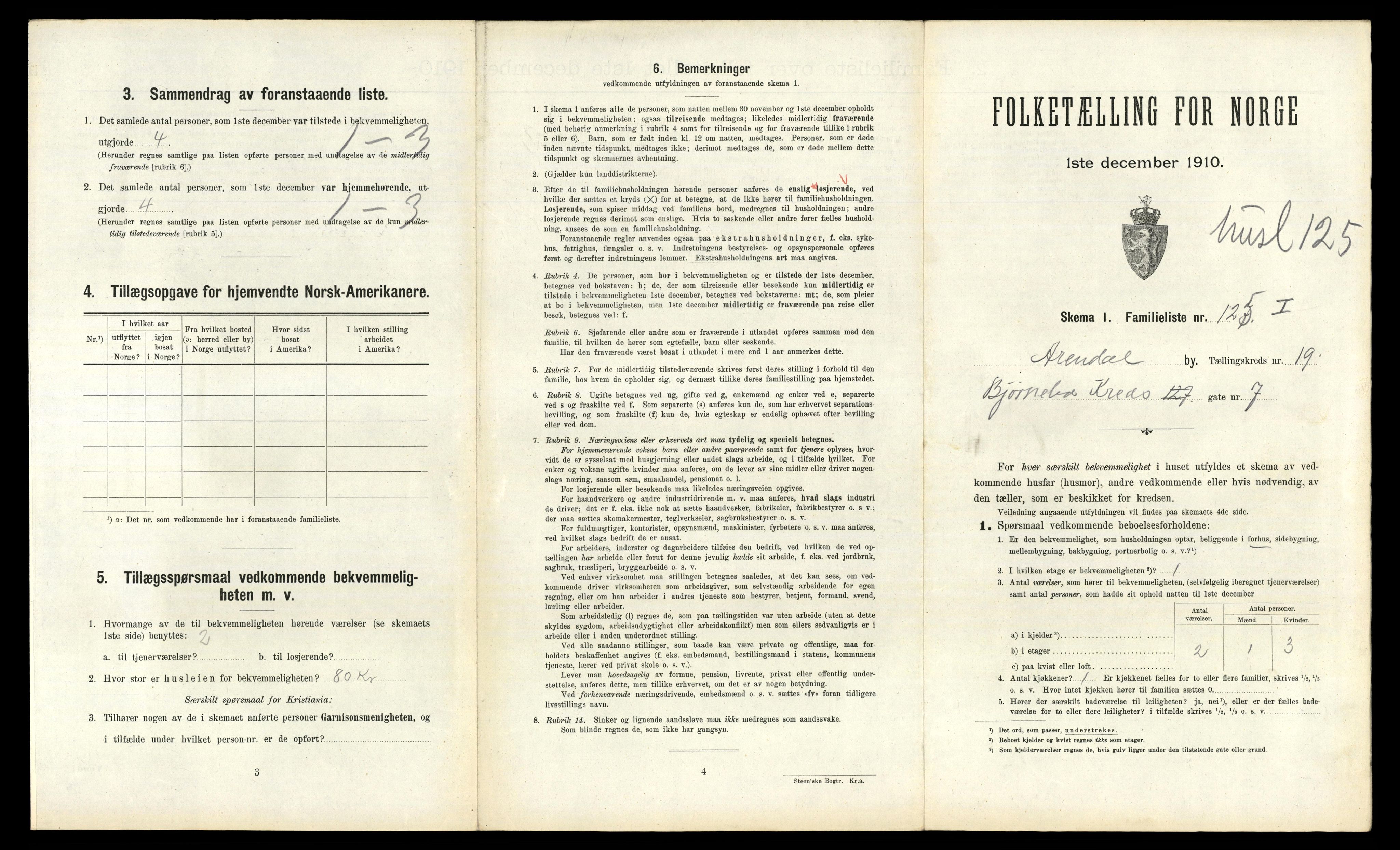 RA, 1910 census for Arendal, 1910, p. 7931