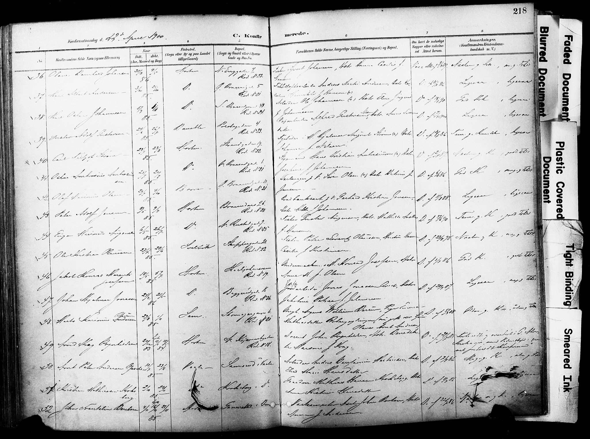 Horten kirkebøker, AV/SAKO-A-348/F/Fa/L0005: Parish register (official) no. 5, 1896-1904, p. 218