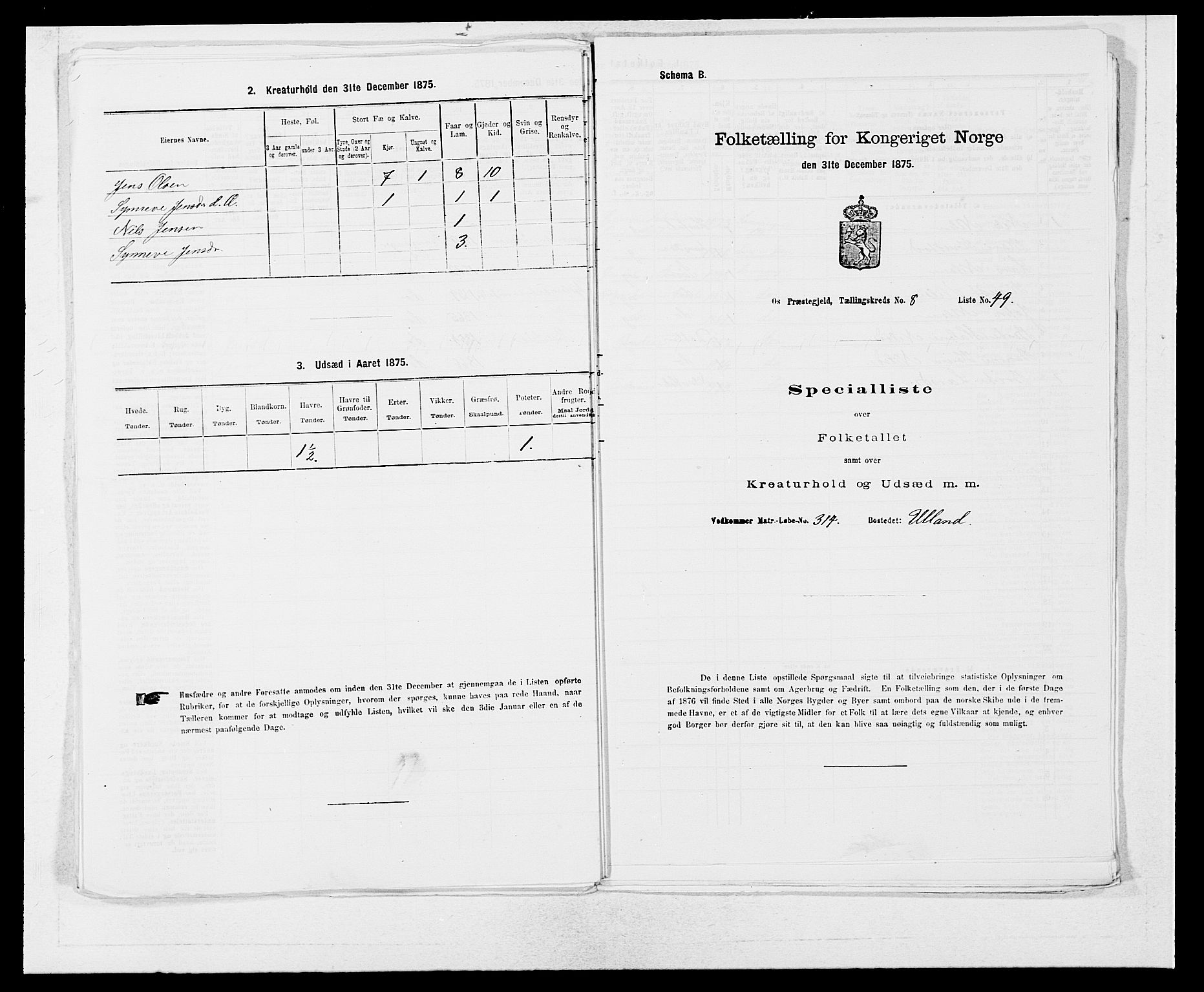 SAB, 1875 census for 1243P Os, 1875, p. 1133