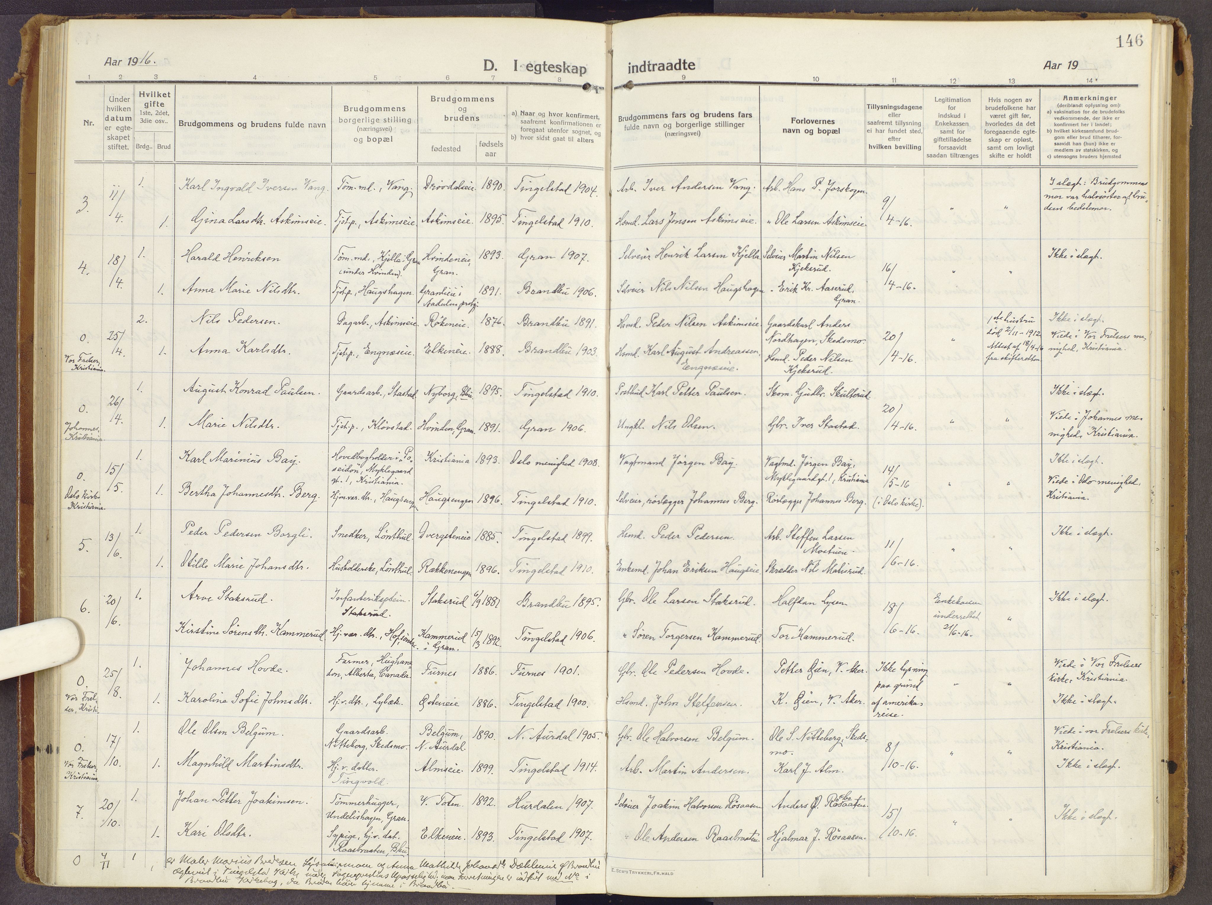 Brandbu prestekontor, SAH/PREST-114/H/Ha/Haa/L0003: Parish register (official) no. 3, 1914-1928, p. 146