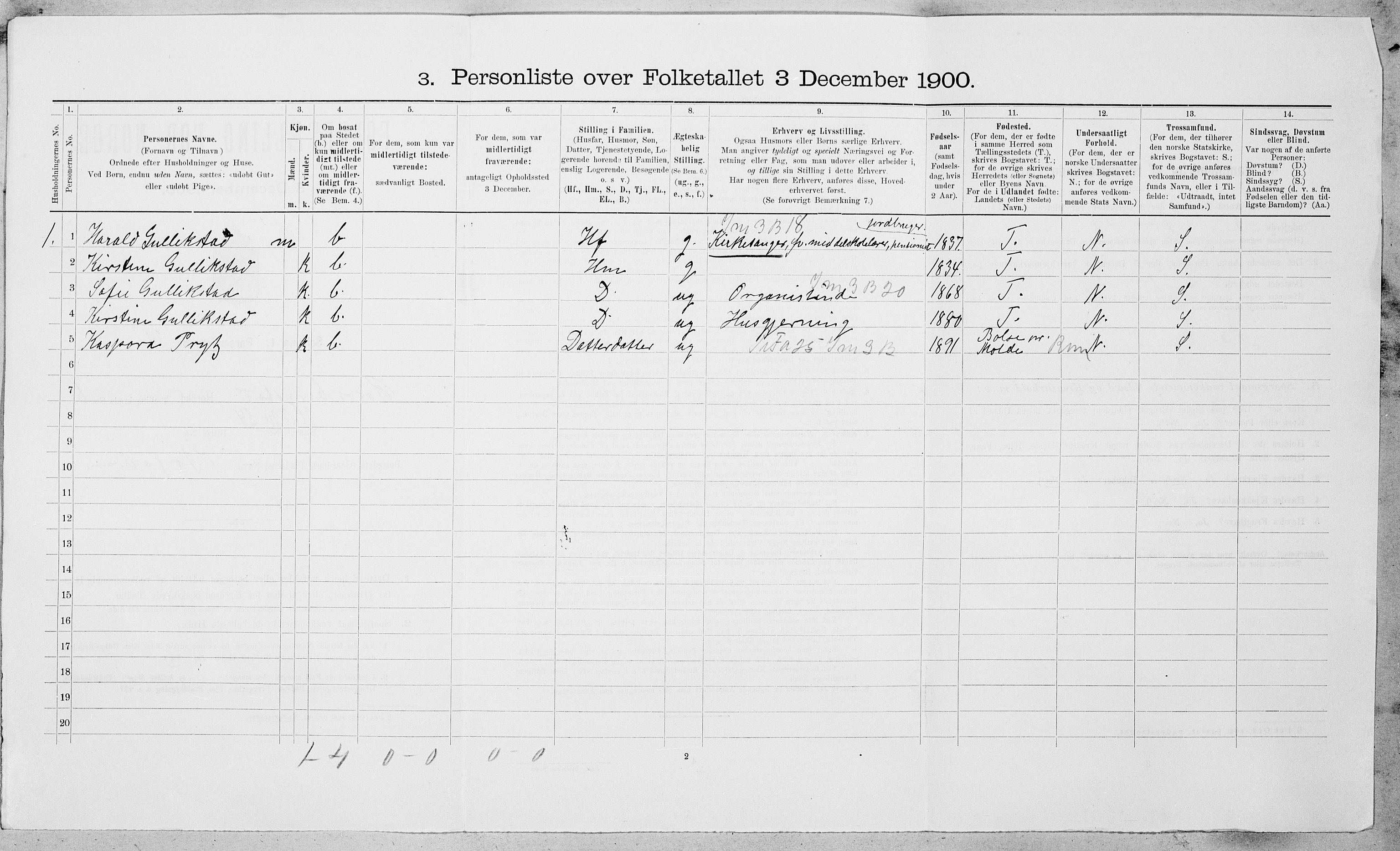 SAT, 1900 census for Røros, 1900, p. 109