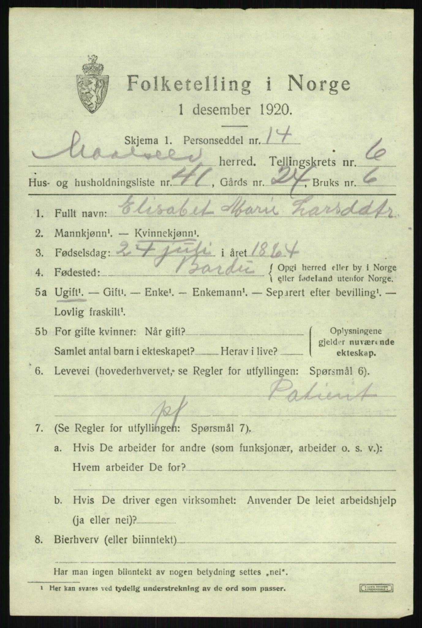 SATØ, 1920 census for Målselv, 1920, p. 4175