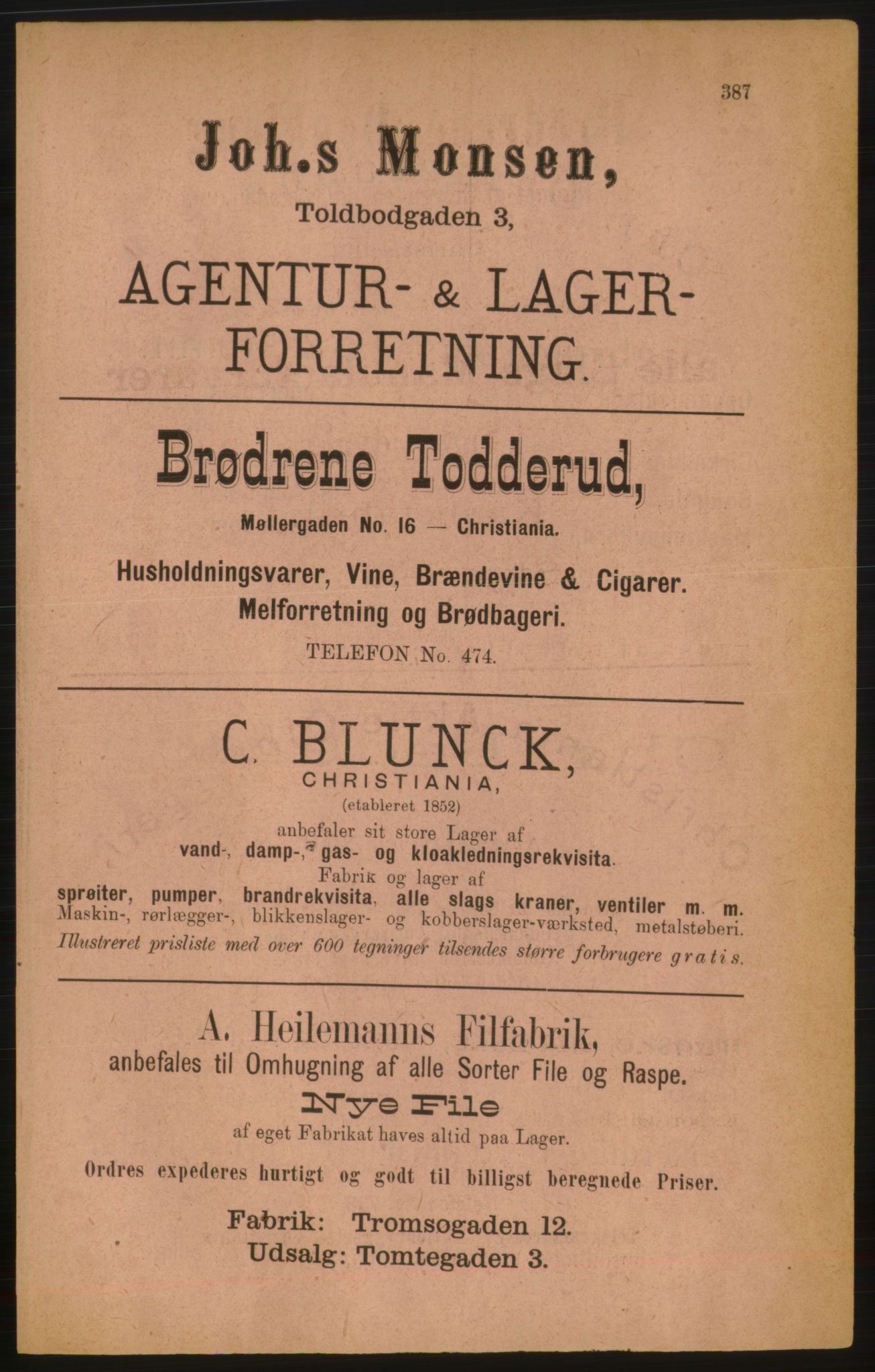 Kristiania/Oslo adressebok, PUBL/-, 1888, p. 387