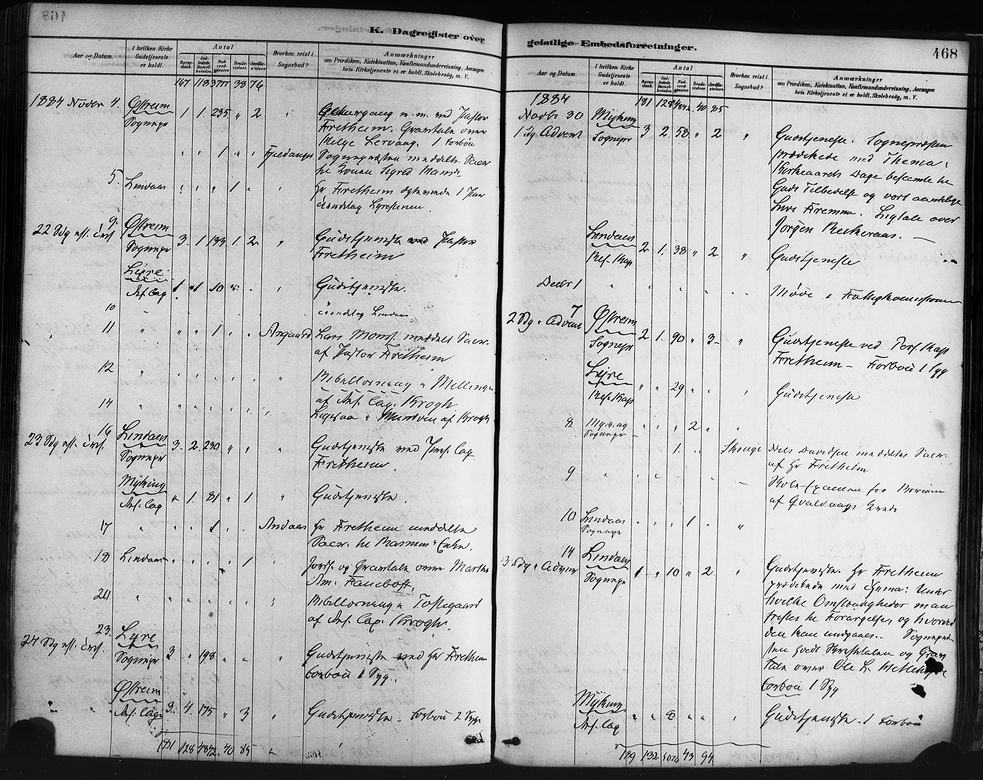 Lindås Sokneprestembete, AV/SAB-A-76701/H/Haa/Haaa/L0019: Parish register (official) no. A 19, 1878-1912, p. 468