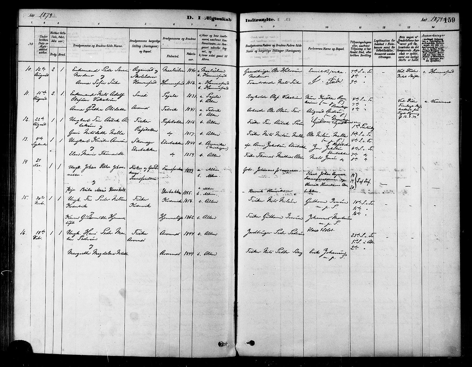 Alta sokneprestkontor, SATØ/S-1338/H/Ha/L0002.kirke: Parish register (official) no. 2, 1879-1892, p. 159