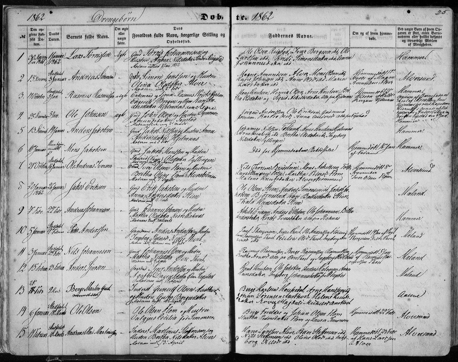 Hamre sokneprestembete, SAB/A-75501/H/Ha/Haa/Haaa/L0014: Parish register (official) no. A 14, 1858-1872, p. 25