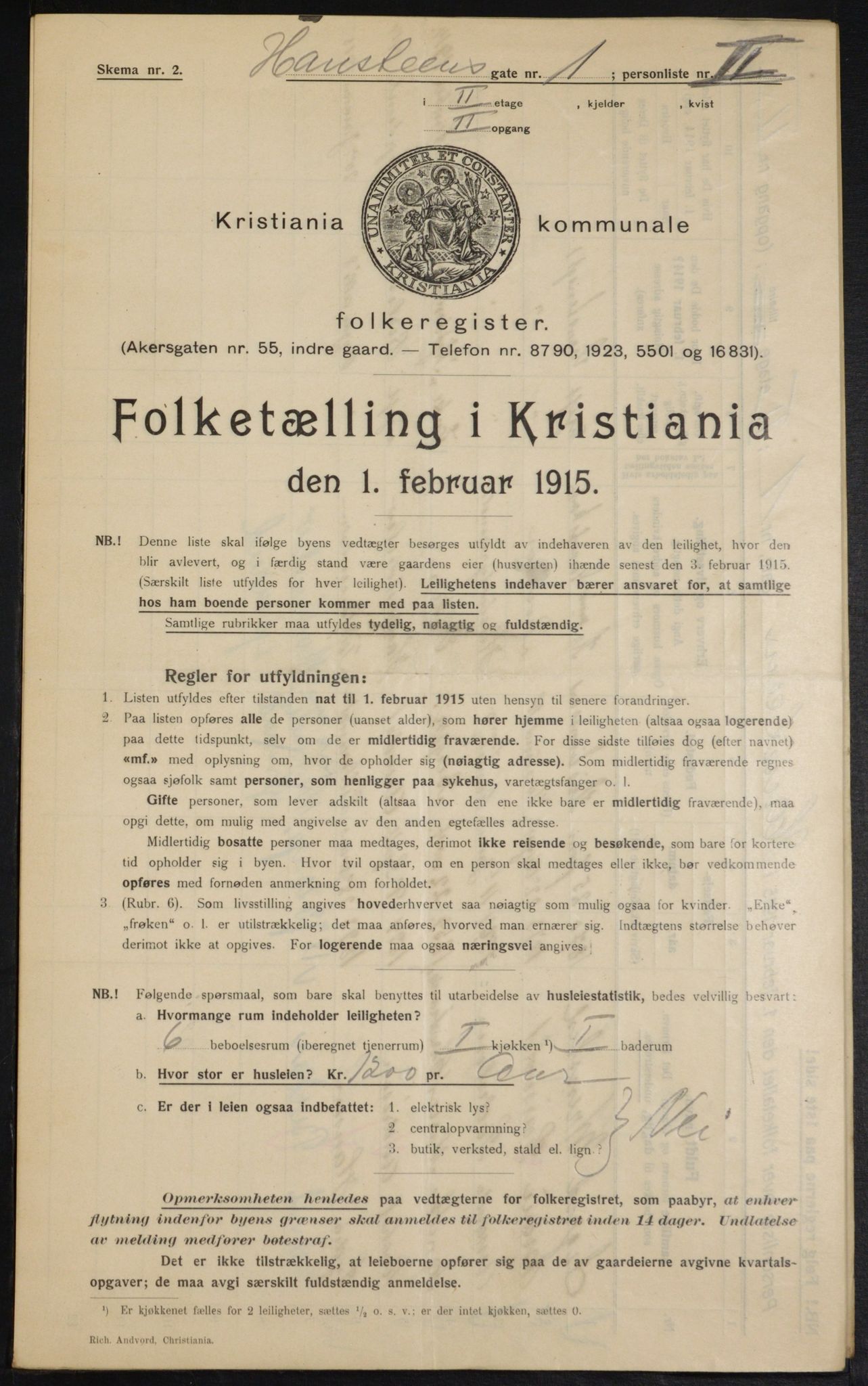 OBA, Municipal Census 1915 for Kristiania, 1915, p. 34352