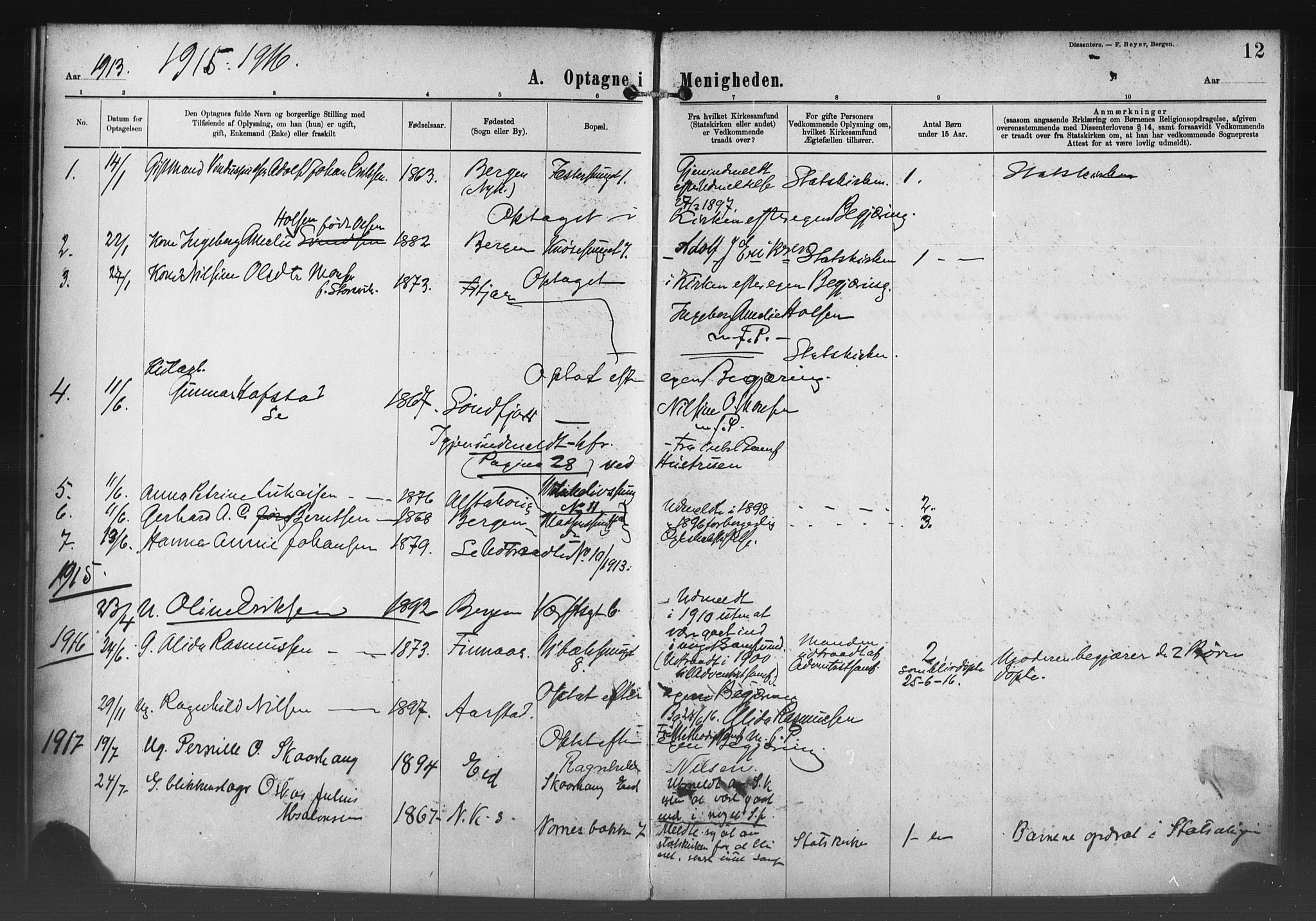 Nykirken Sokneprestembete, SAB/A-77101/H/Haa/L0054: Parish register (official) no. H 3, 1897-1943, p. 12