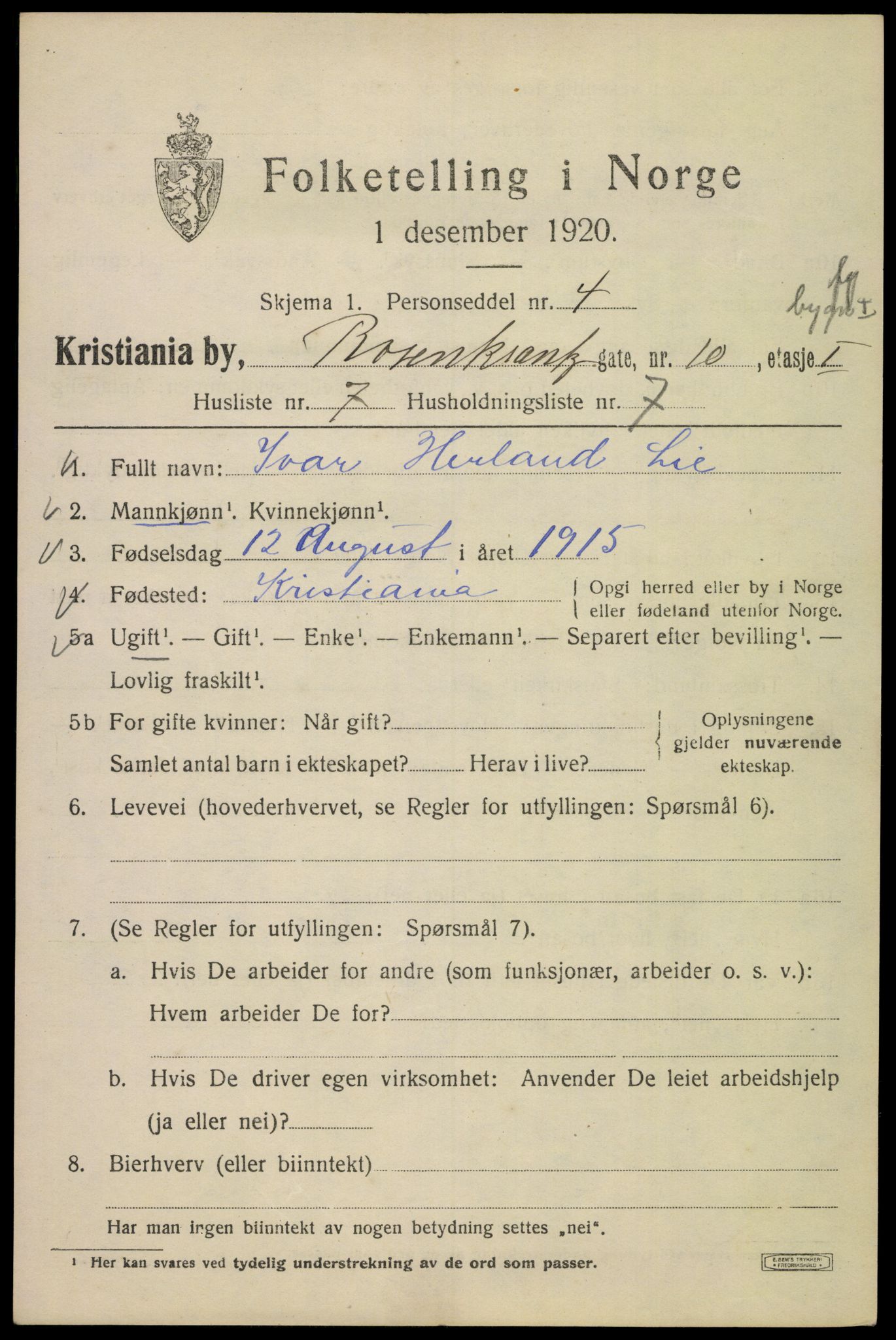 SAO, 1920 census for Kristiania, 1920, p. 466869