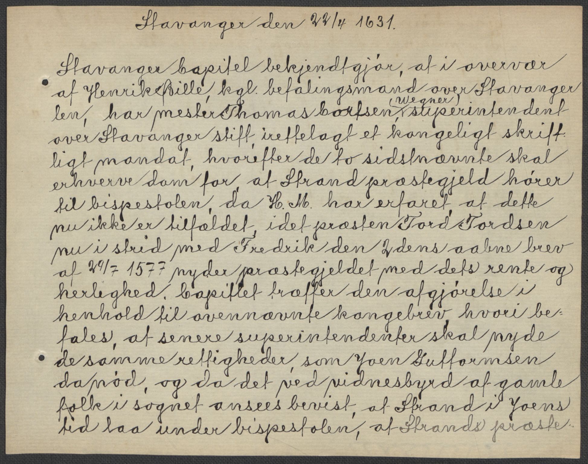 Riksarkivets diplomsamling, AV/RA-EA-5965/F15/L0031: Prestearkiv - Aust-Agder, Vest-Agder og Rogaland, 1575-1768, p. 127