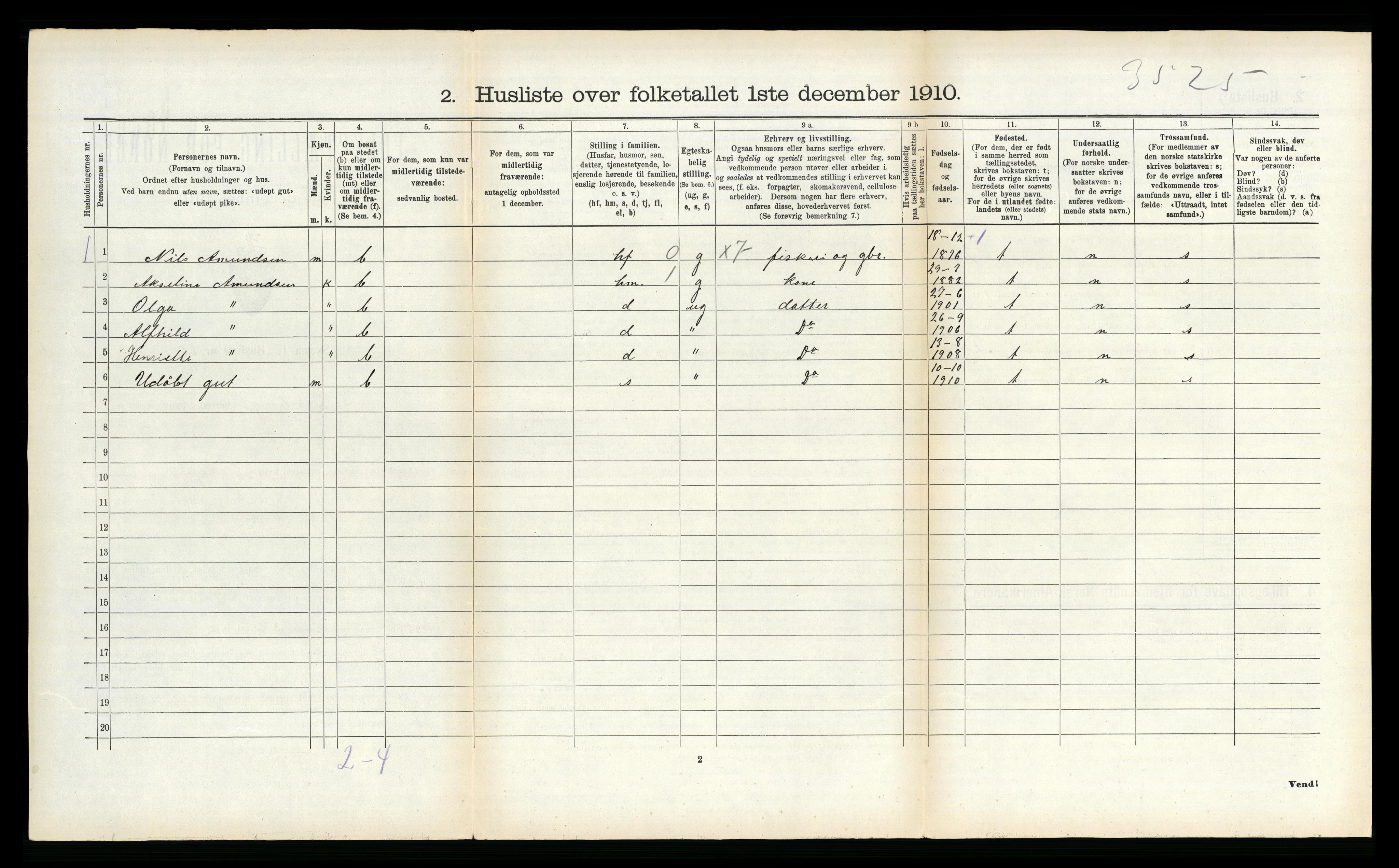 RA, 1910 census for Dverberg, 1910, p. 805