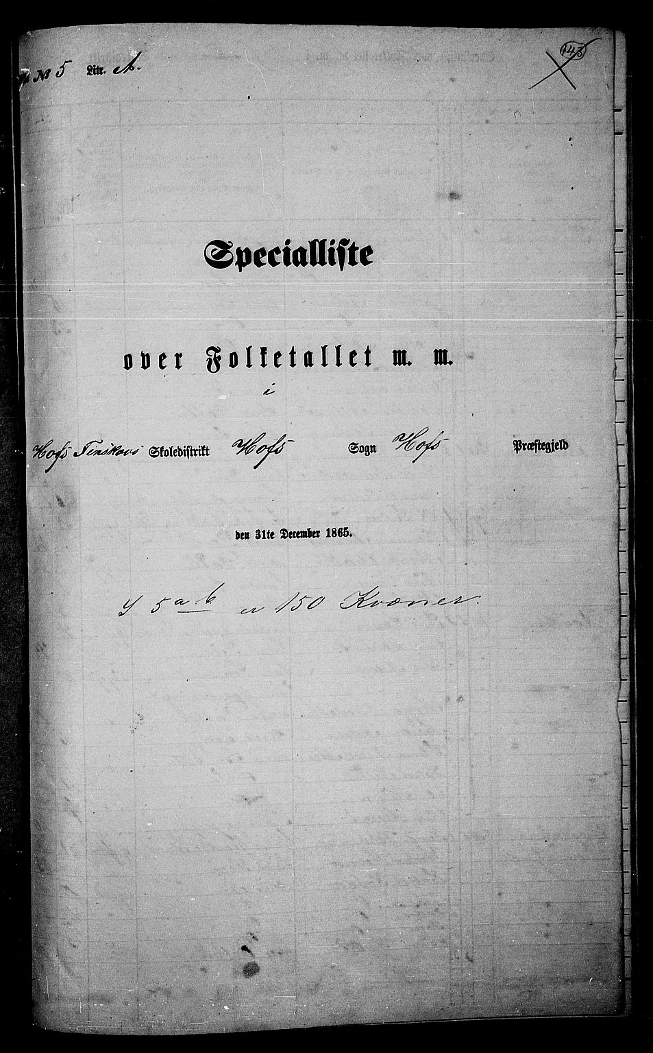RA, 1865 census for Hof, 1865, p. 129