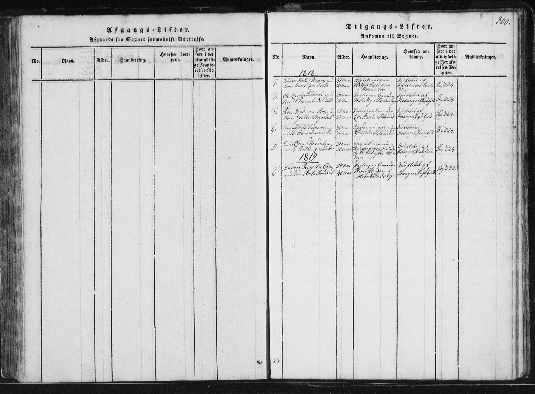 Hamre sokneprestembete, SAB/A-75501/H/Ha/Haa/Haaa/L0010: Parish register (official) no. A 10, 1816-1826, p. 300