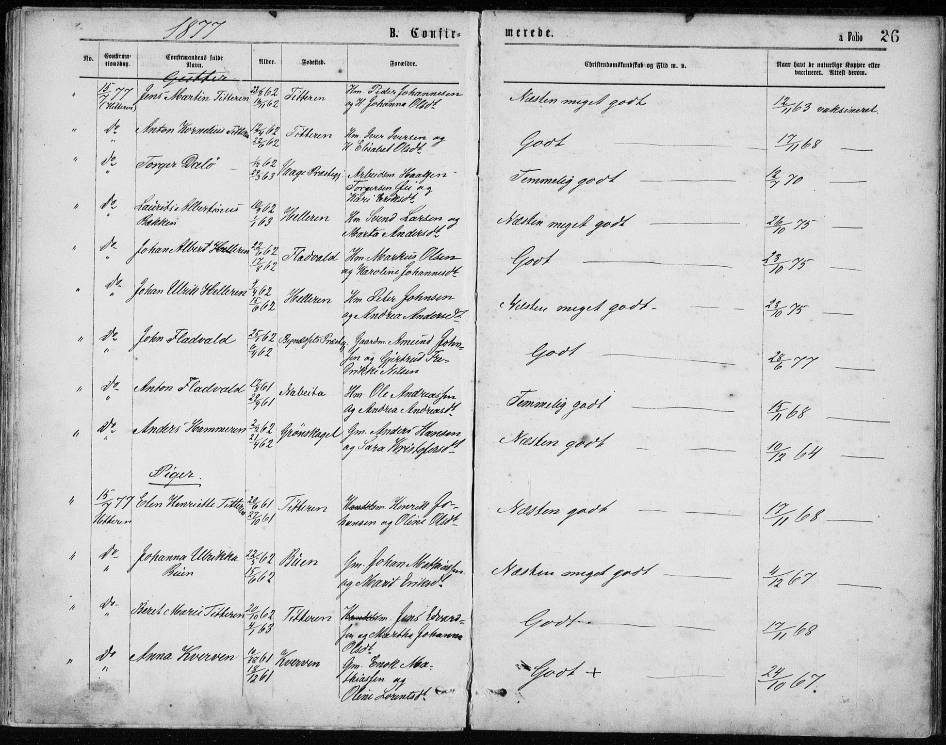Ministerialprotokoller, klokkerbøker og fødselsregistre - Sør-Trøndelag, SAT/A-1456/640/L0577: Parish register (official) no. 640A02, 1877-1878, p. 26