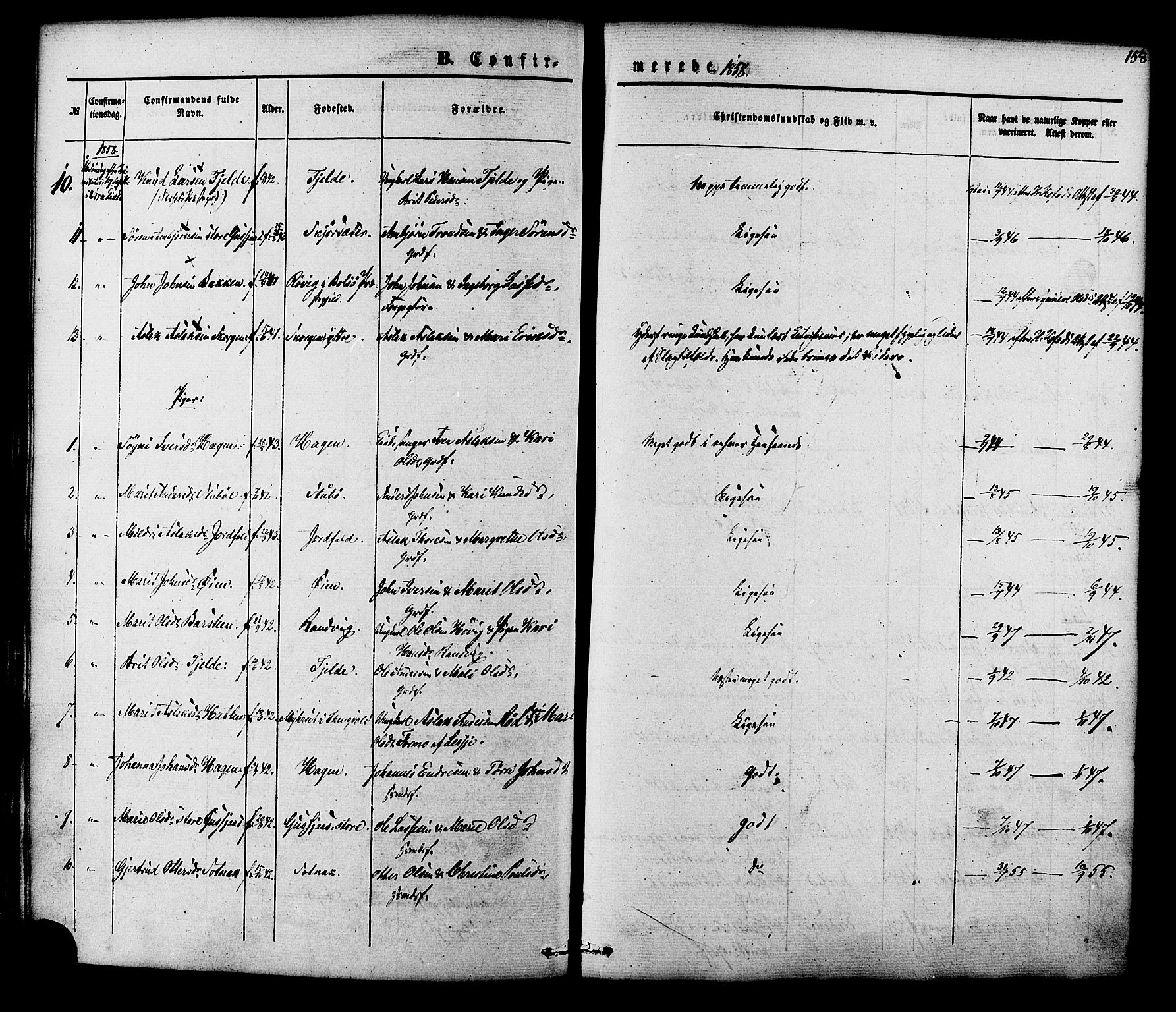 Ministerialprotokoller, klokkerbøker og fødselsregistre - Møre og Romsdal, SAT/A-1454/551/L0625: Parish register (official) no. 551A05, 1846-1879, p. 158