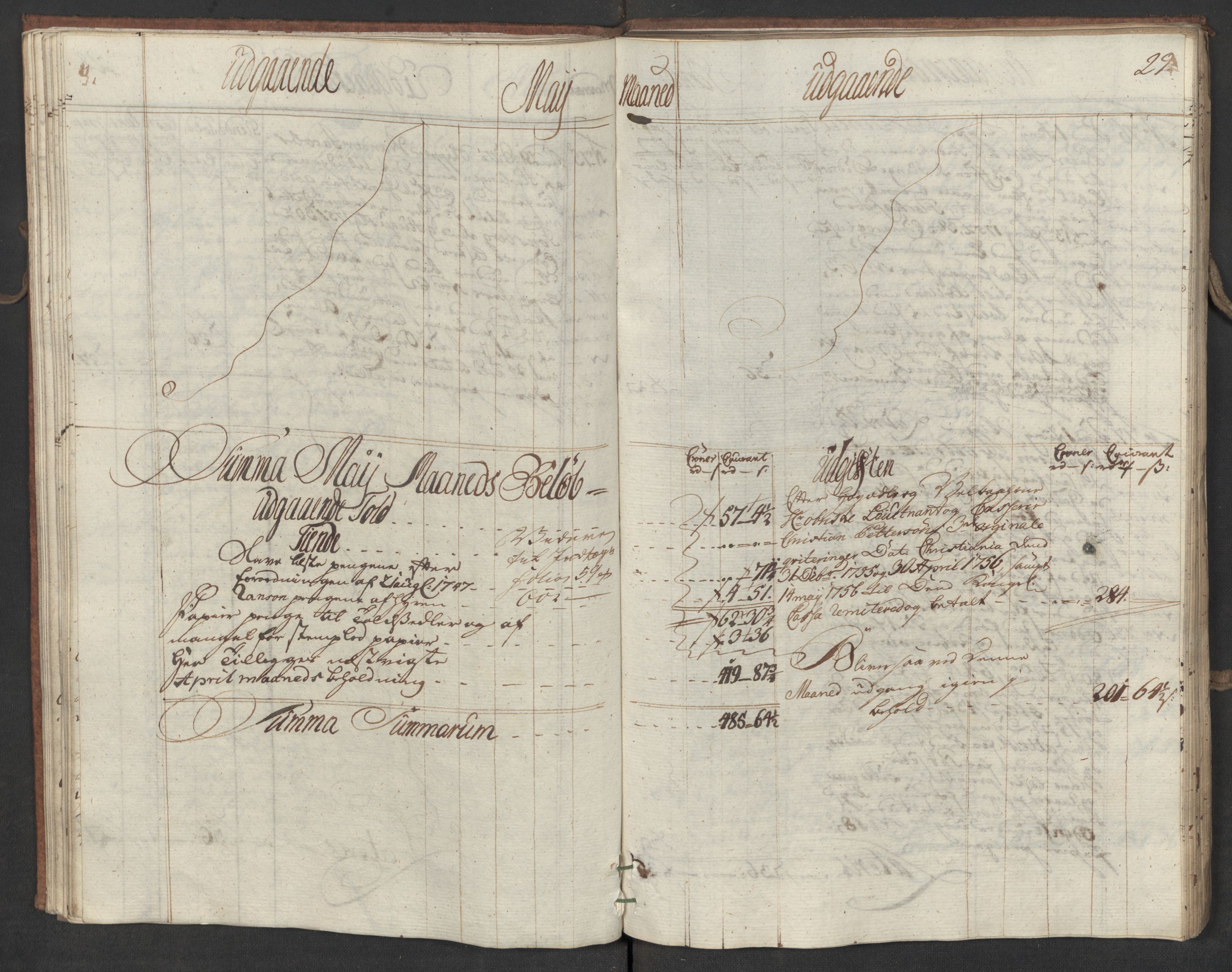 Generaltollkammeret, tollregnskaper, AV/RA-EA-5490/R19/L0015/0005: Tollregnskaper Flekkefjord / Utgående hovedtollbok, 1756, p. 28b-29a